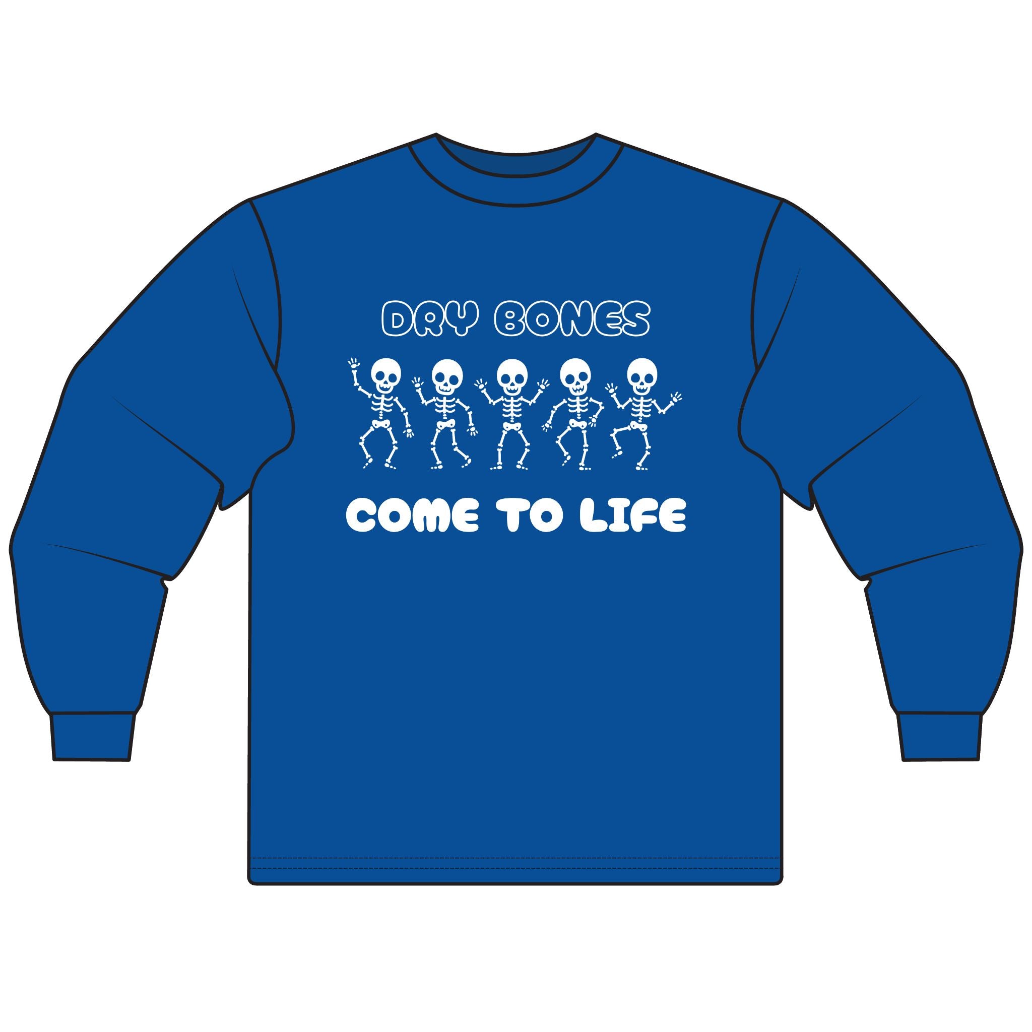 Unisex Dry Bones Come to Life Long Sleeve T-Shirt, Halloween Apparel, Spooky Season Outfit, Goth Style, Unisex Tee
