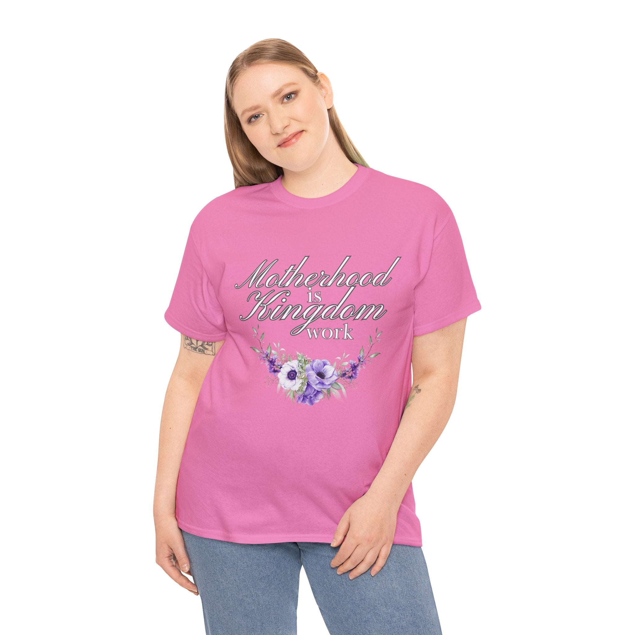 Motherhood is Kingdom Work Unisex Tee - Celebrate Motherhood, Gift for Moms, Cute Floral Design, Relaxed Fit, Everyday Wear