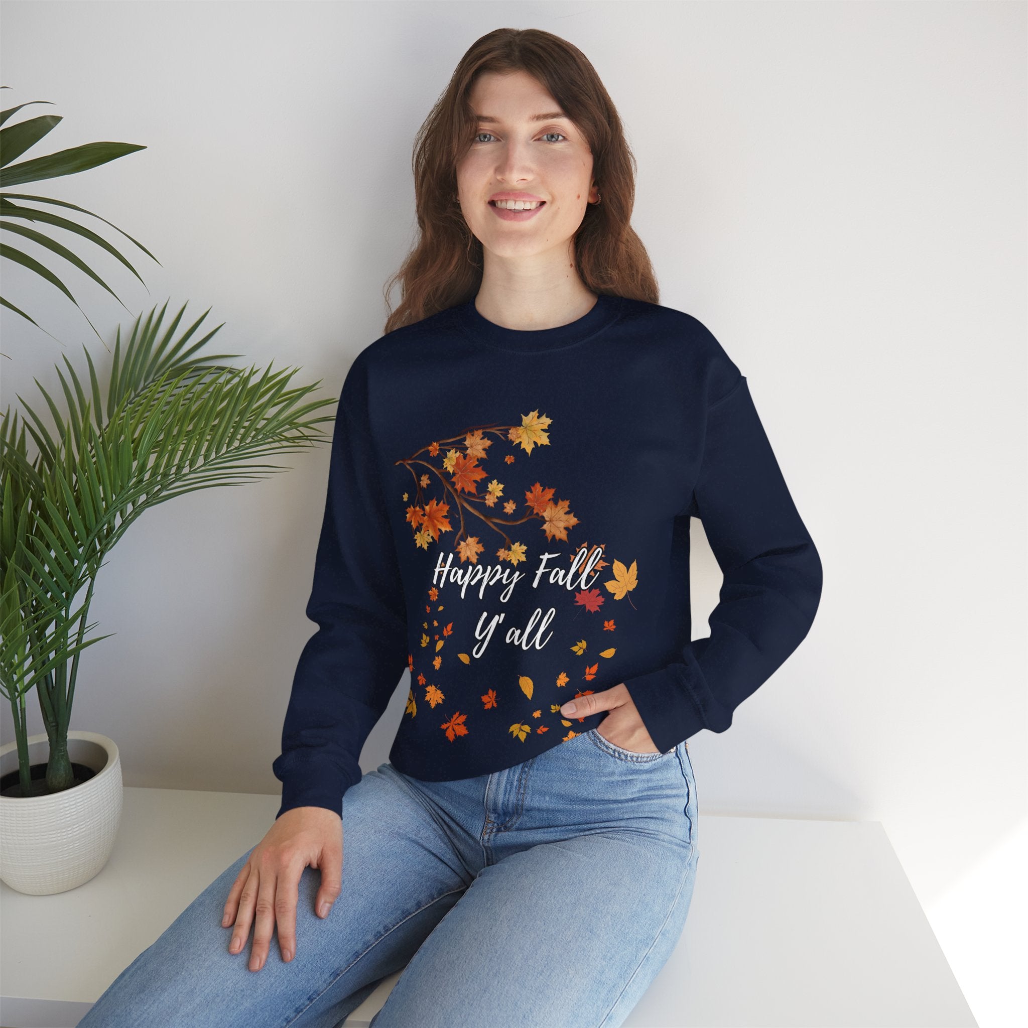Autumn Leaves Sweatshirt, Happy Fall Y'all Crewneck, Cozy Fall Apparel, Thanksgiving Gift, Seasonal Fashion