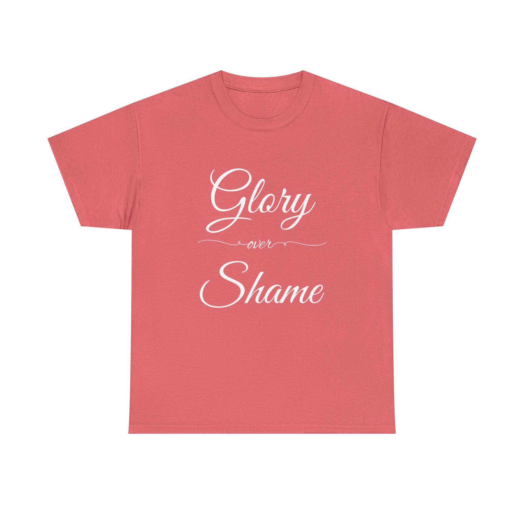 Unisex Heavy Cotton Tee with "Glory Over Shame" - Casual Wear, Gift for Friends, Statement Shirt, Everyday Apparel, Unique Graphic Tee