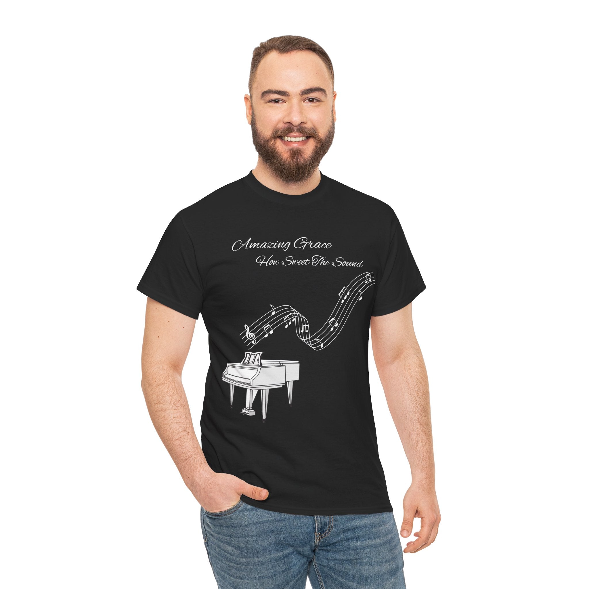 Music Lover's Unisex Tee - Amazing Grace Design, Perfect Gift for Musicians, Casual Wear, Music Event Shirt, Piano Lovers Top