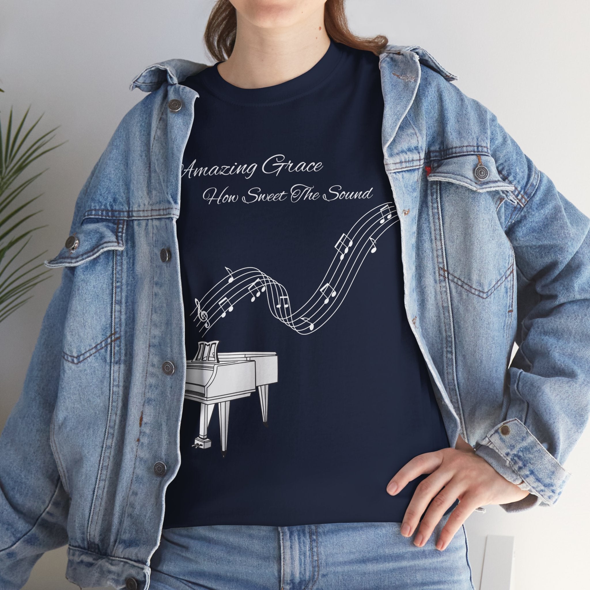 Music Lover's Unisex Tee - Amazing Grace Design, Perfect Gift for Musicians, Casual Wear, Music Event Shirt, Piano Lovers Top