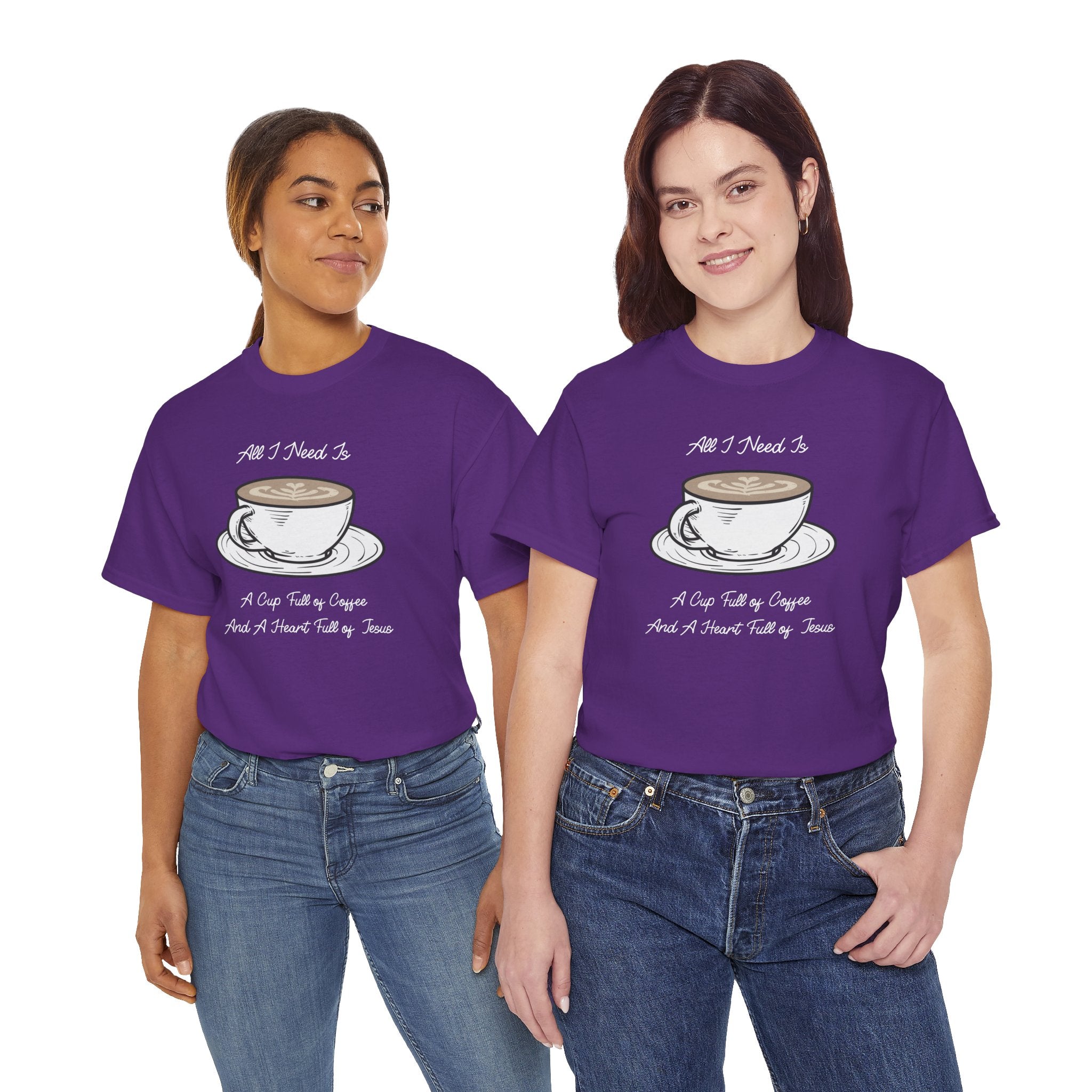 Unisex Heavy Cotton Tee with Coffee and Faith Design - Perfect for Coffee Lovers, Christians, Gifts, Casual Wear, and Everyday Comfort