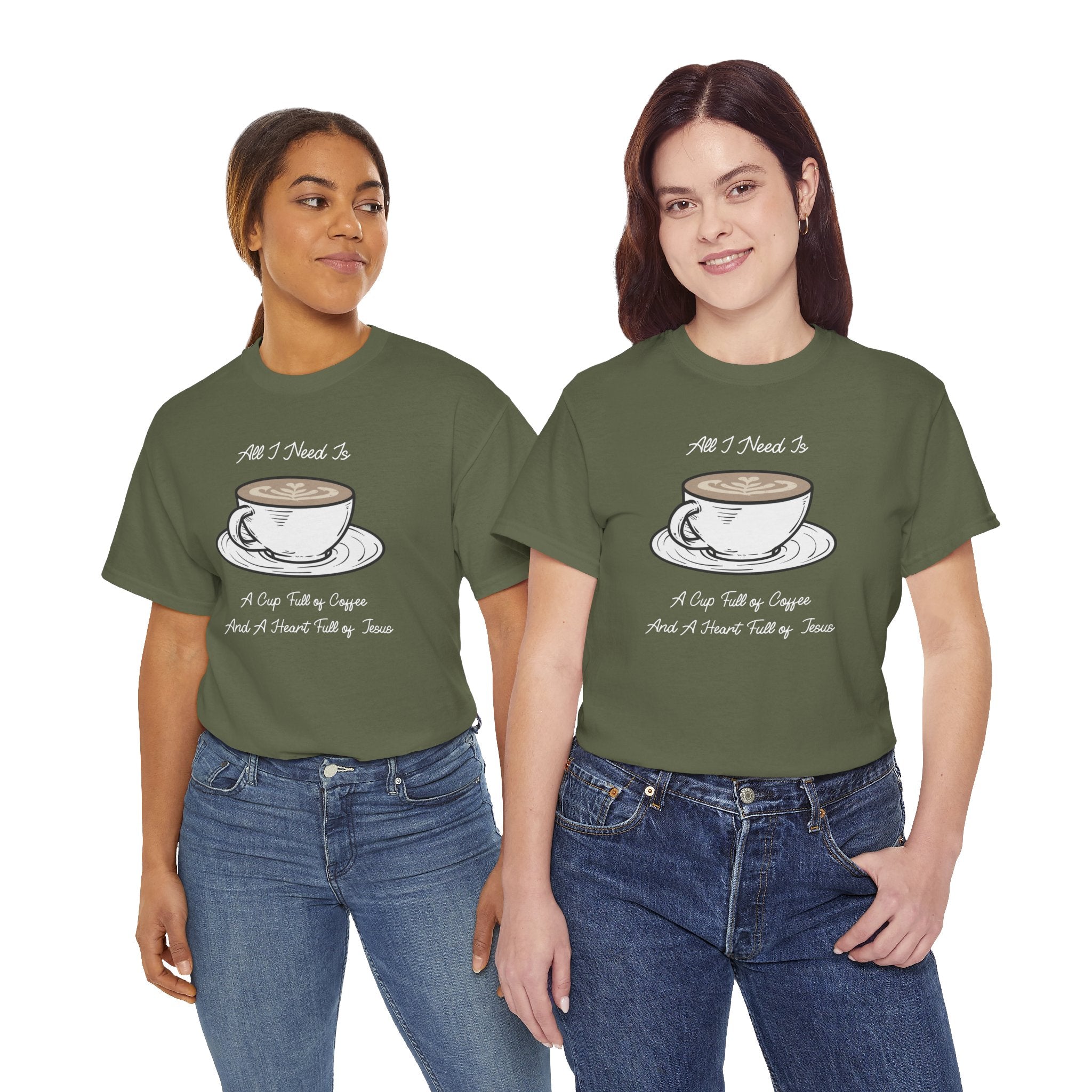 Unisex Heavy Cotton Tee with Coffee and Faith Design - Perfect for Coffee Lovers, Christians, Gifts, Casual Wear, and Everyday Comfort