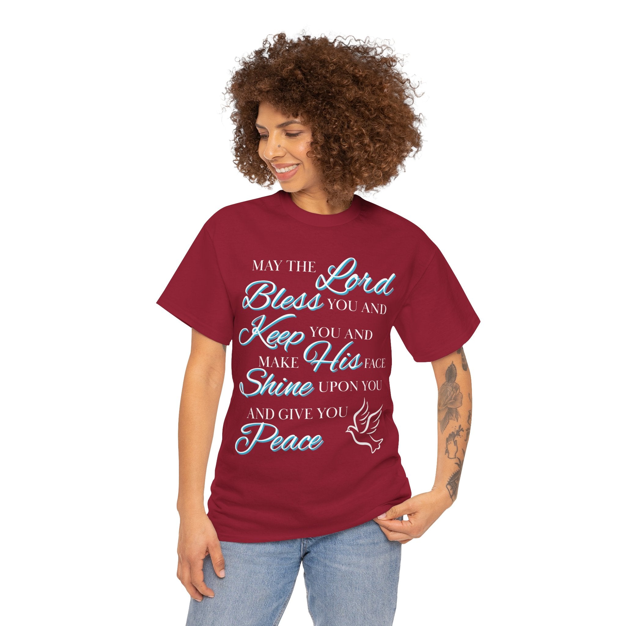 May The Lord Bless You and Keep You Faith-Inspired Unisex Heavy Cotton Tee, Inspirational Graphic Shirt, Christian Gift, Casual Wear, Spiritual Comfort, Religious Apparel