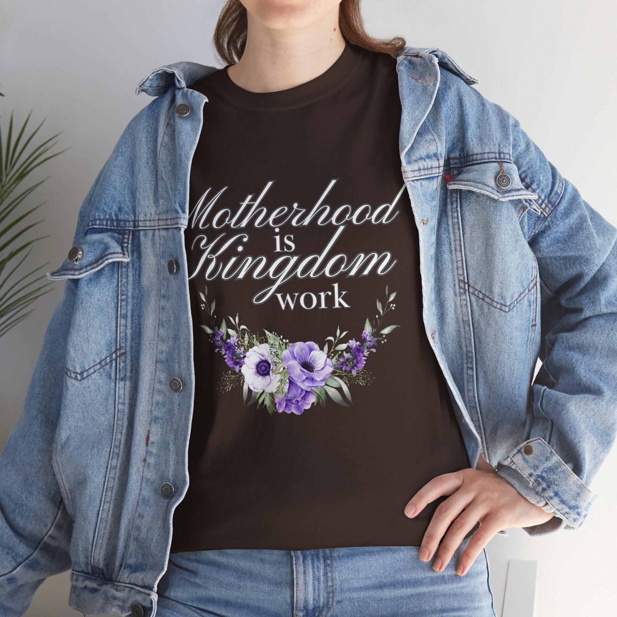 Motherhood is Kingdom Work Unisex Tee - Celebrate Motherhood, Gift for Moms, Cute Floral Design, Relaxed Fit, Everyday Wear
