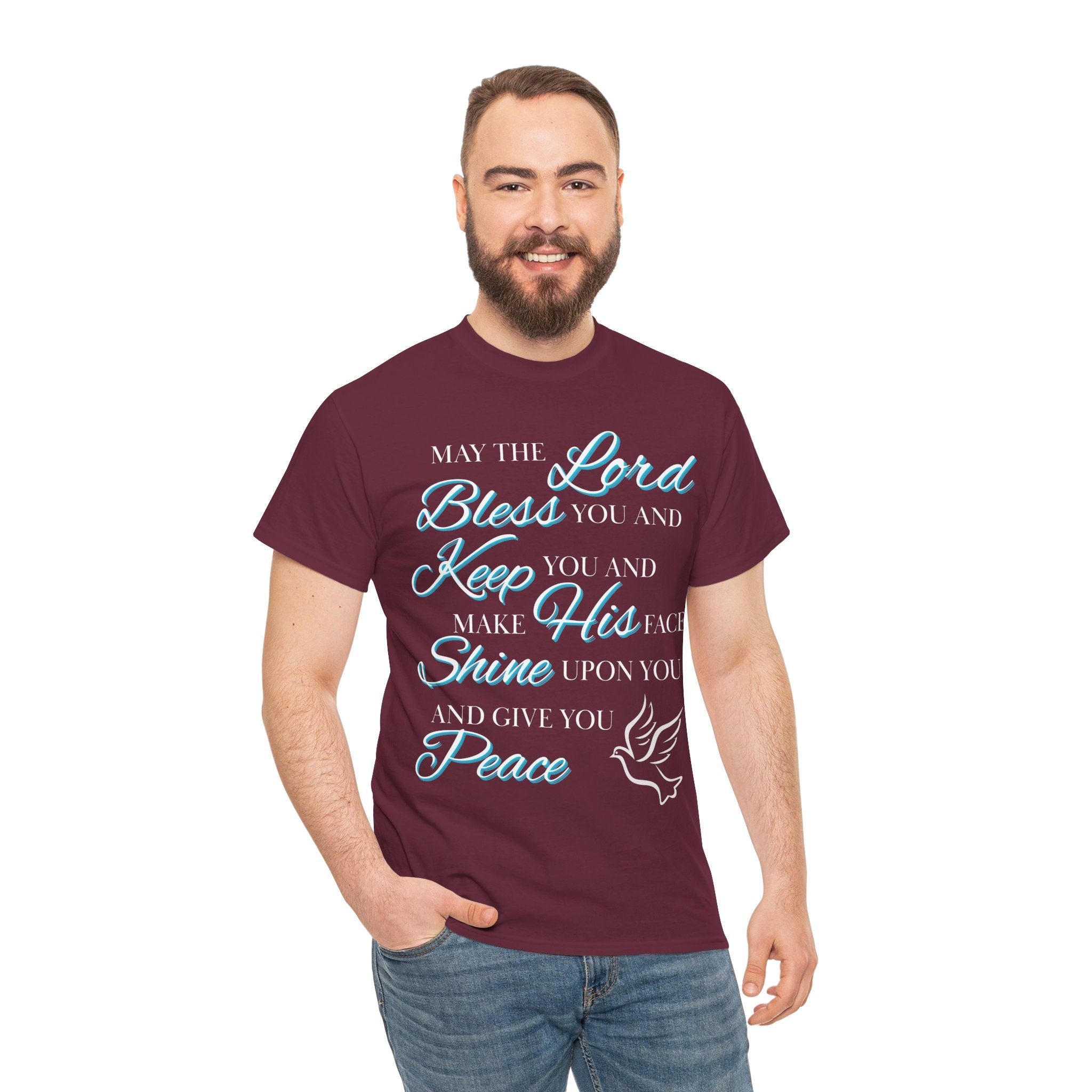 May The Lord Bless You and Keep You Faith-Inspired Unisex Heavy Cotton Tee, Inspirational Graphic Shirt, Christian Gift, Casual Wear, Spiritual Comfort, Religious Apparel