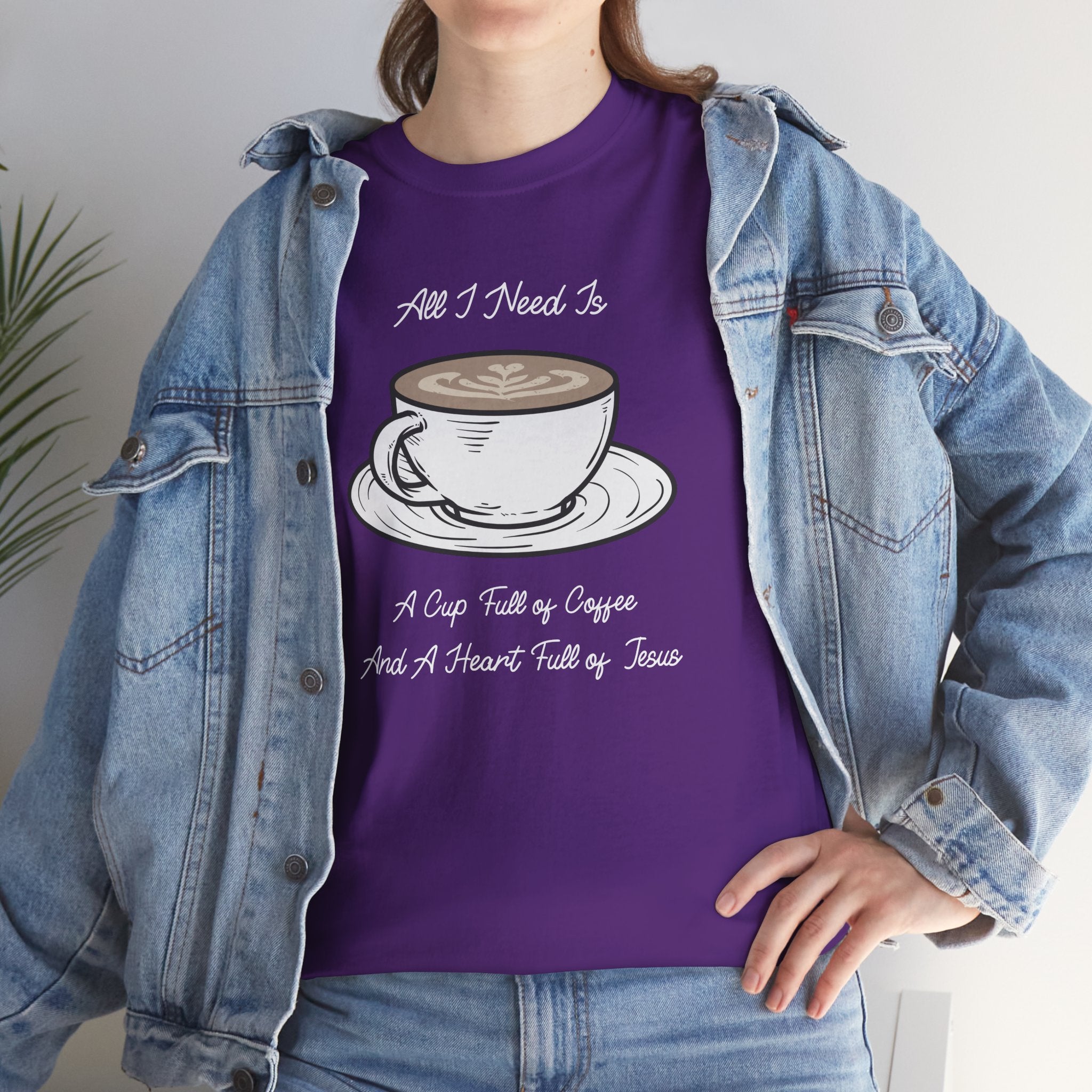 Unisex Heavy Cotton Tee with Coffee and Faith Design - Perfect for Coffee Lovers, Christians, Gifts, Casual Wear, and Everyday Comfort