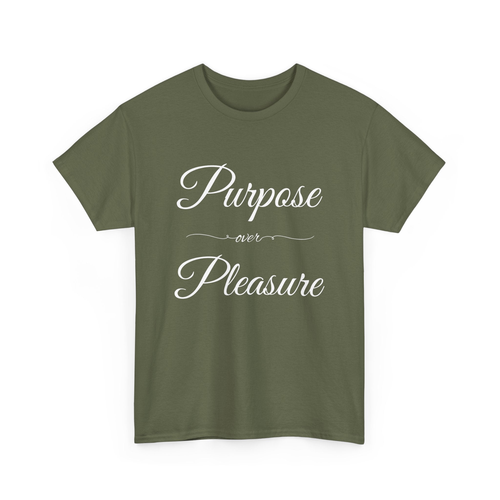 Purpose Over Pleasure Unisex Heavy Cotton Tee, Casual Wear, Gifts for Her, Birthday Present, Motivational T-Shirt, Everyday Comfort