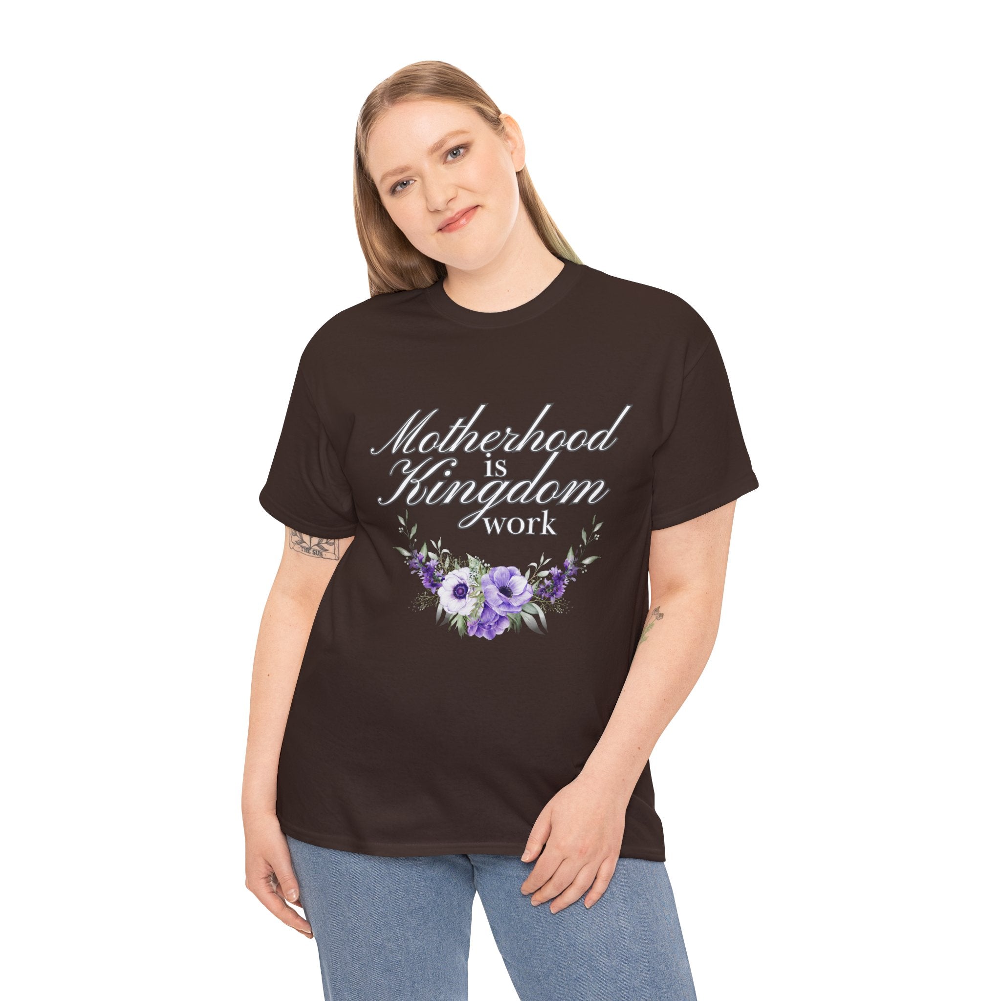 Motherhood is Kingdom Work Unisex Tee - Celebrate Motherhood, Gift for Moms, Cute Floral Design, Relaxed Fit, Everyday Wear