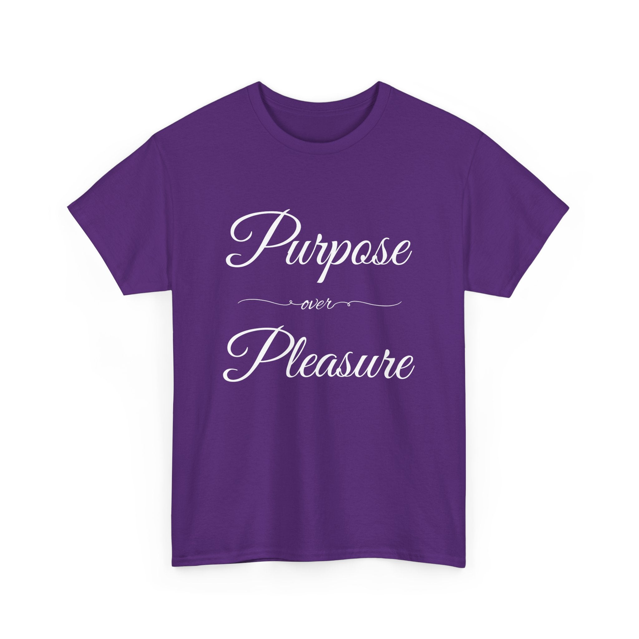 Purpose Over Pleasure Unisex Heavy Cotton Tee, Casual Wear, Gifts for Her, Birthday Present, Motivational T-Shirt, Everyday Comfort