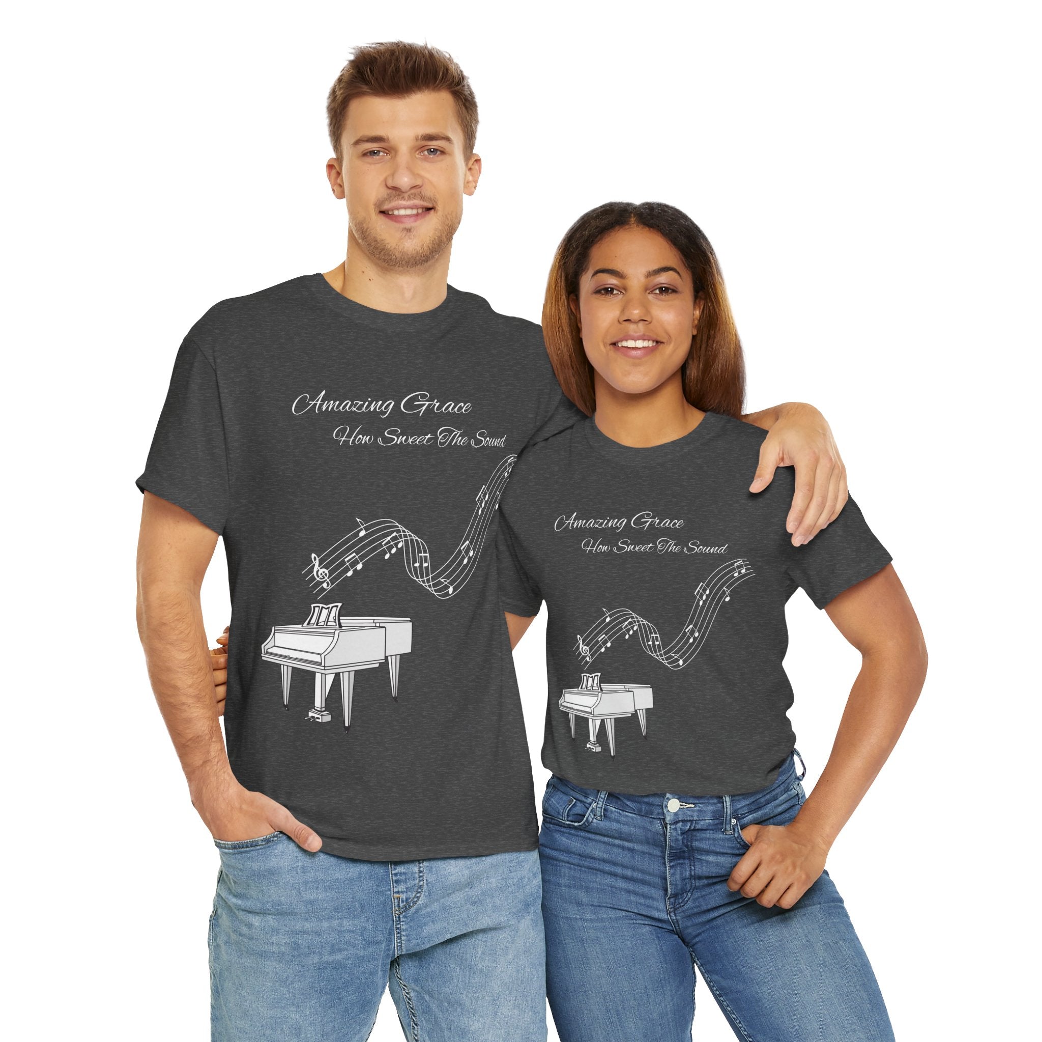 Music Lover's Unisex Tee - Amazing Grace Design, Perfect Gift for Musicians, Casual Wear, Music Event Shirt, Piano Lovers Top