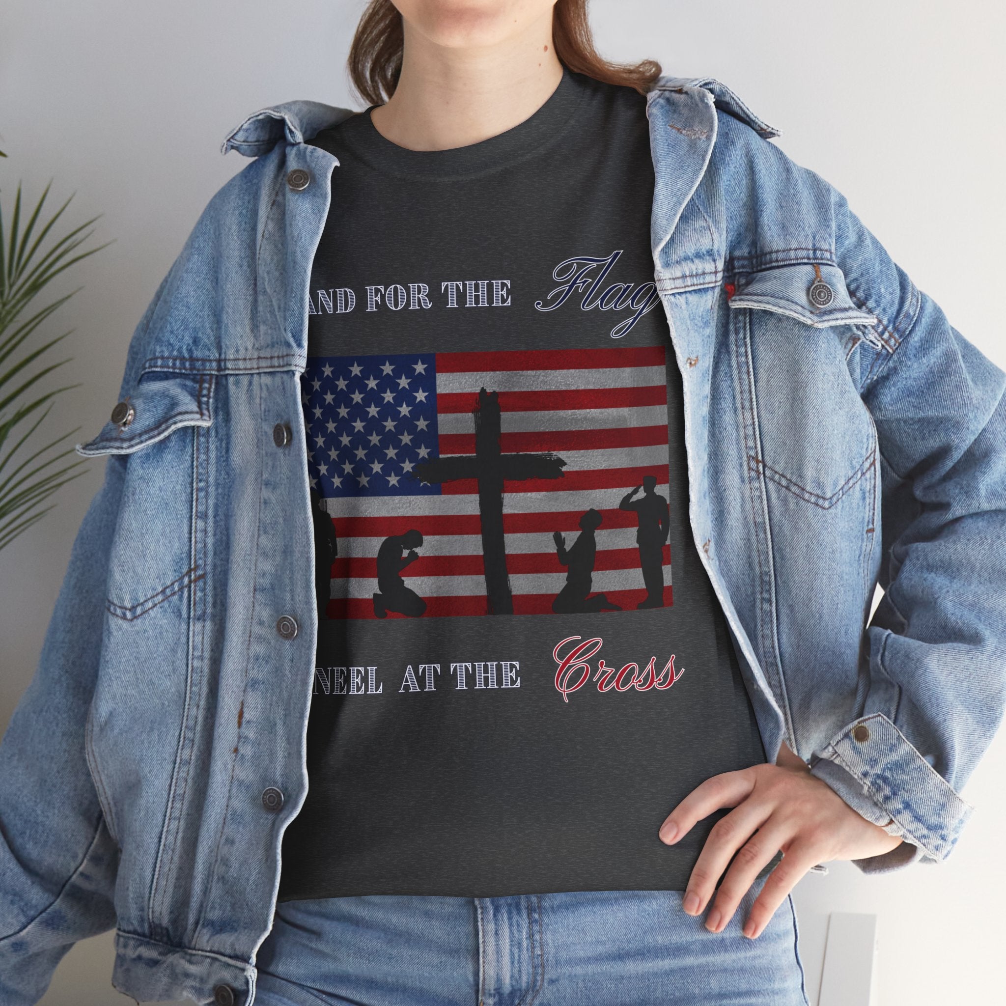 Patriotic Faith Unisex Heavy Cotton Tee, Stand for the Flag Shirt, Christian Style Tee, Independence Day Gift, Faith Based Apparel