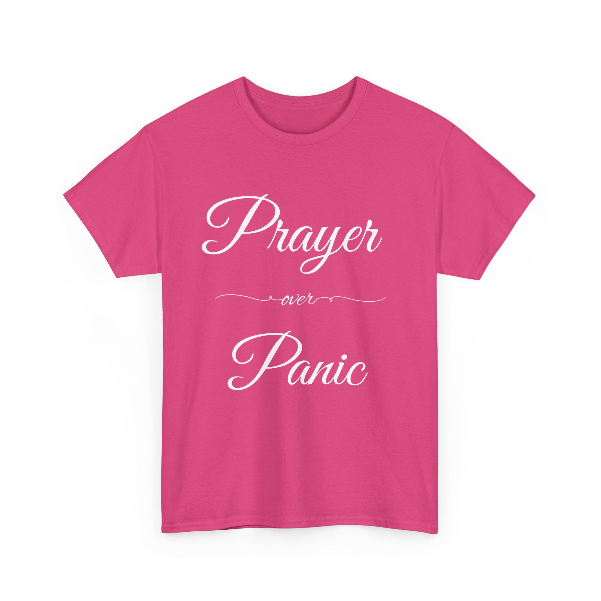Prayer Over Panic Unisex Heavy Cotton Tee - Spiritual Comfort Shirt, Thoughtful Gift for Faith Lovers, Relaxed Style for Everyday Wear