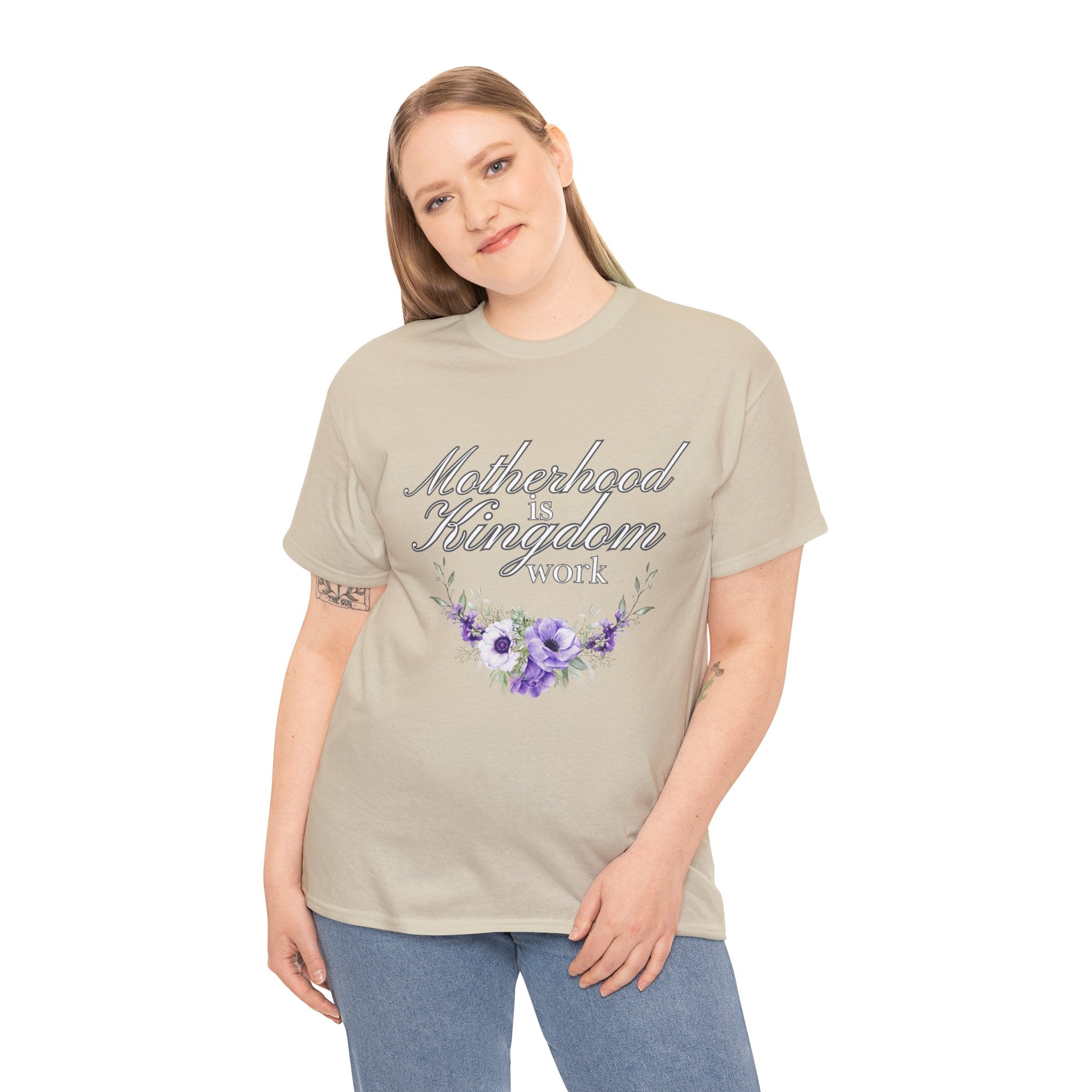 Motherhood is Kingdom Work Unisex Tee - Celebrate Motherhood, Gift for Moms, Cute Floral Design, Relaxed Fit, Everyday Wear