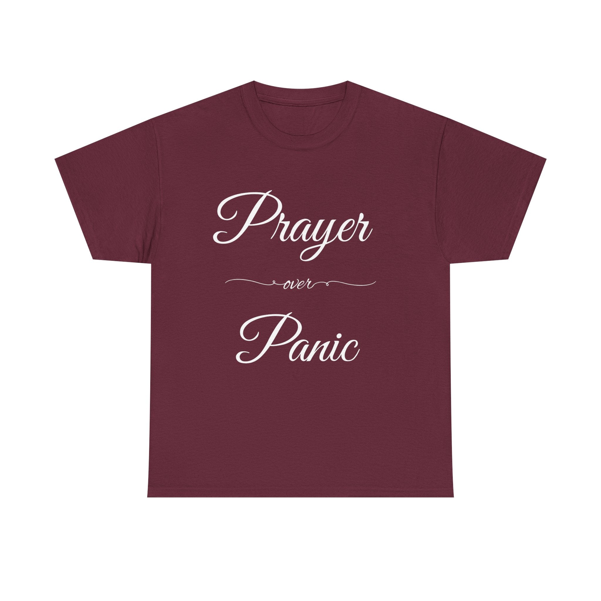 Prayer Over Panic Unisex Heavy Cotton Tee - Spiritual Comfort Shirt, Thoughtful Gift for Faith Lovers, Relaxed Style for Everyday Wear