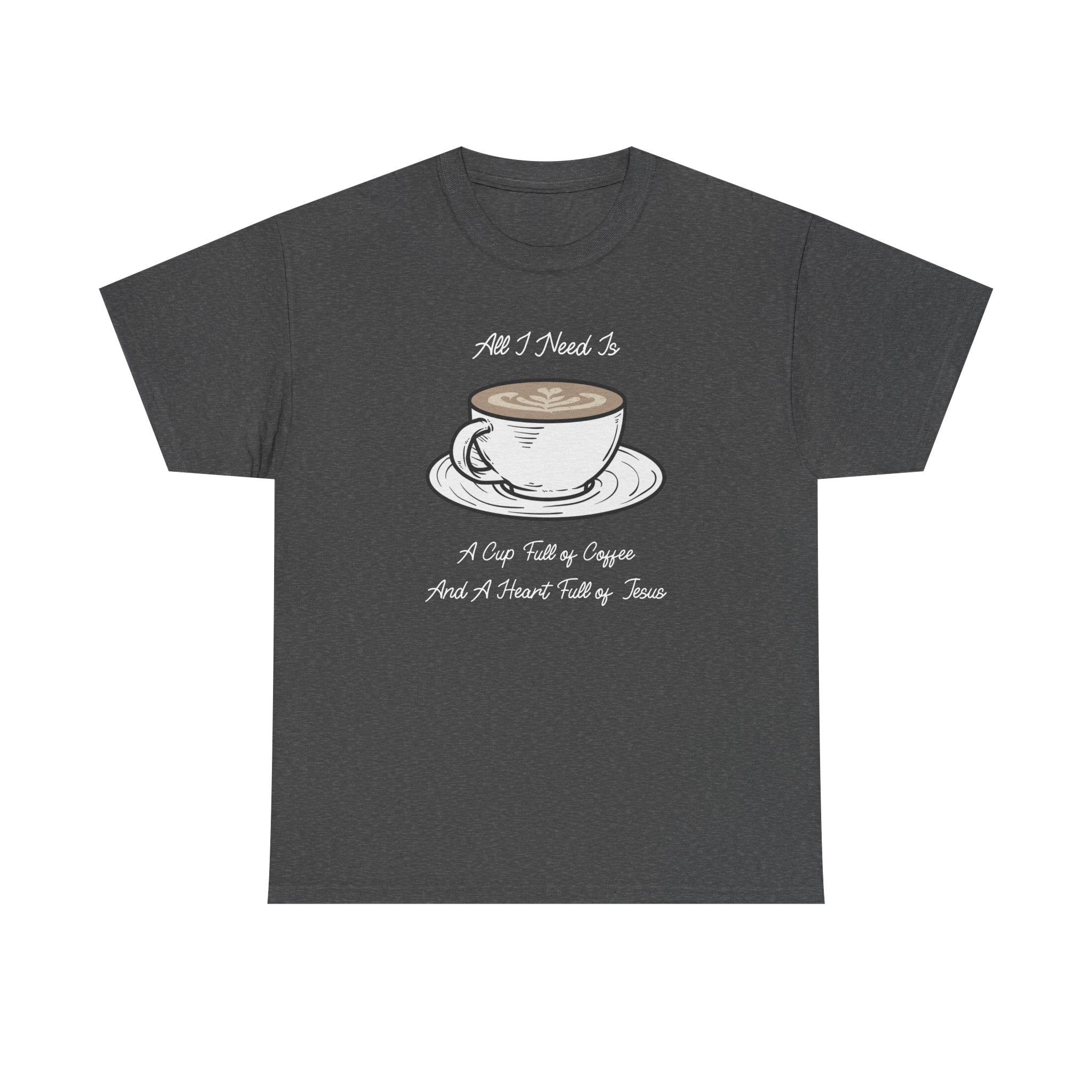 Unisex Heavy Cotton Tee with Coffee and Faith Design - Perfect for Coffee Lovers, Christians, Gifts, Casual Wear, and Everyday Comfort