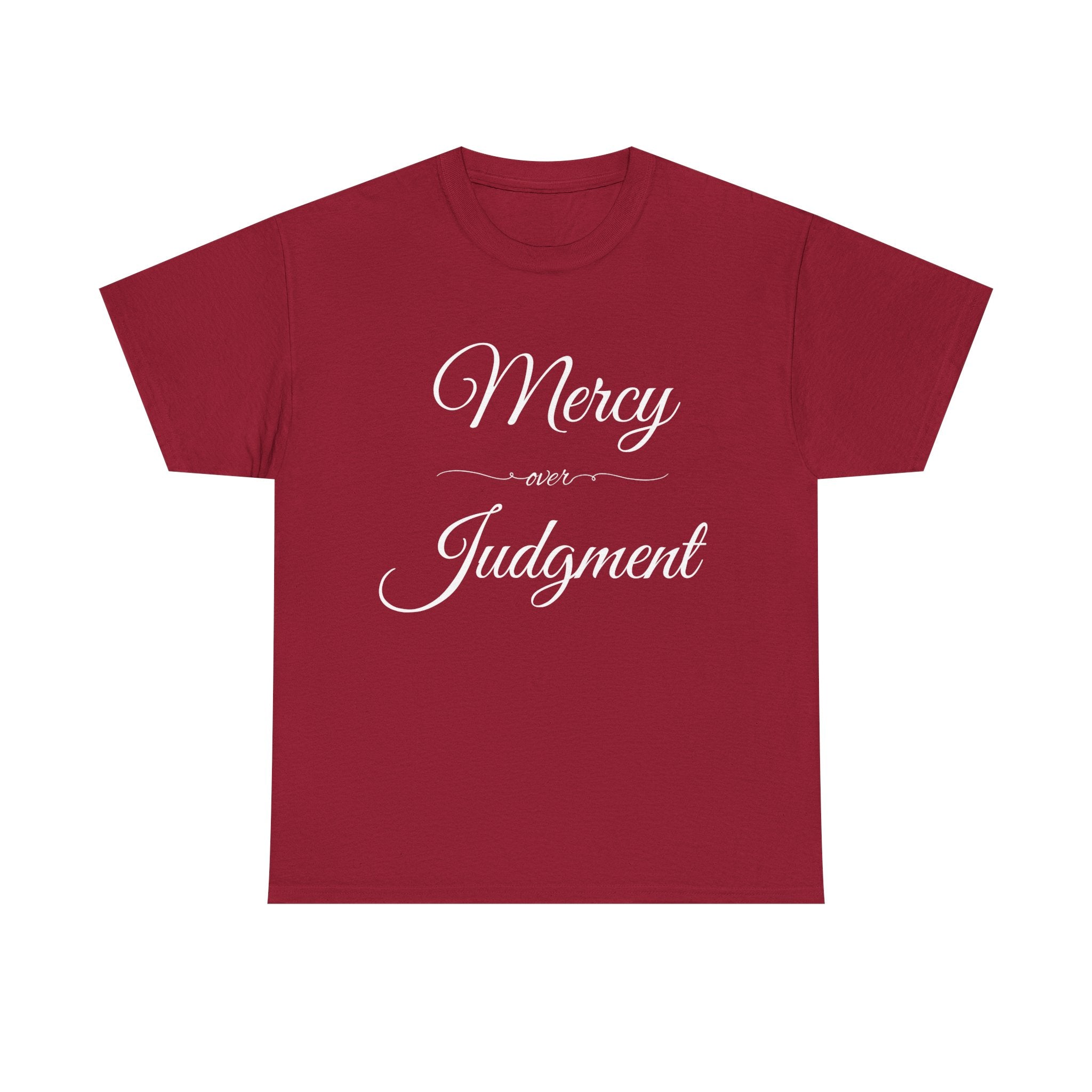 Stylish Unisex Tee with 'Mercy over Judgment' Design, Casual Wear, Gift for Friends, Motivational Clothing, Spiritual Shirt
