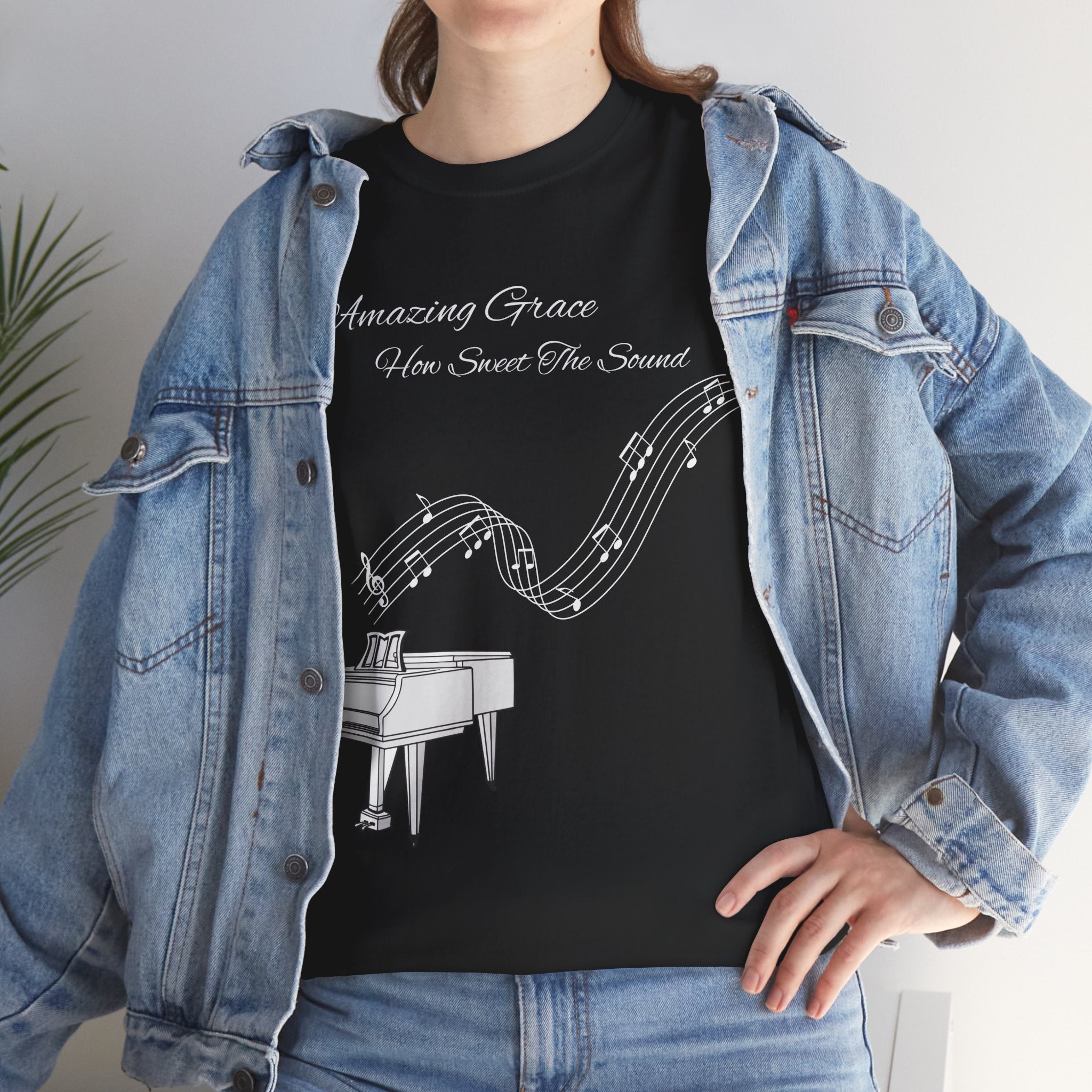 Music Lover's Unisex Tee - Amazing Grace Design, Perfect Gift for Musicians, Casual Wear, Music Event Shirt, Piano Lovers Top