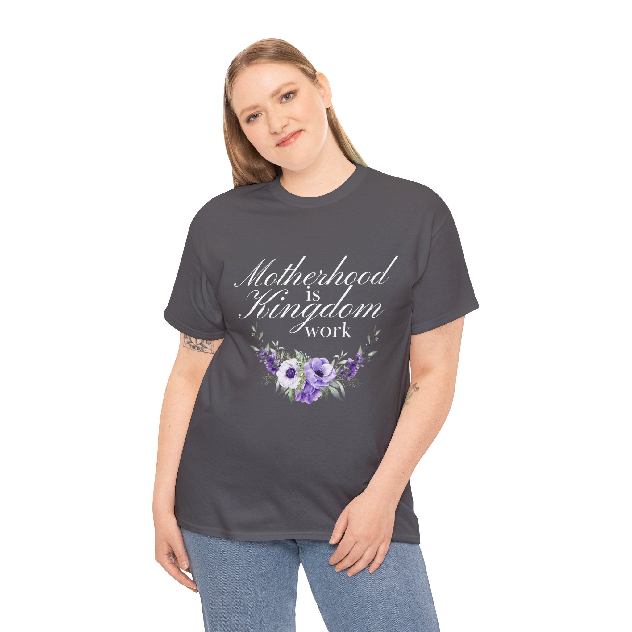 Motherhood is Kingdom Work Unisex Tee - Celebrate Motherhood, Gift for Moms, Cute Floral Design, Relaxed Fit, Everyday Wear