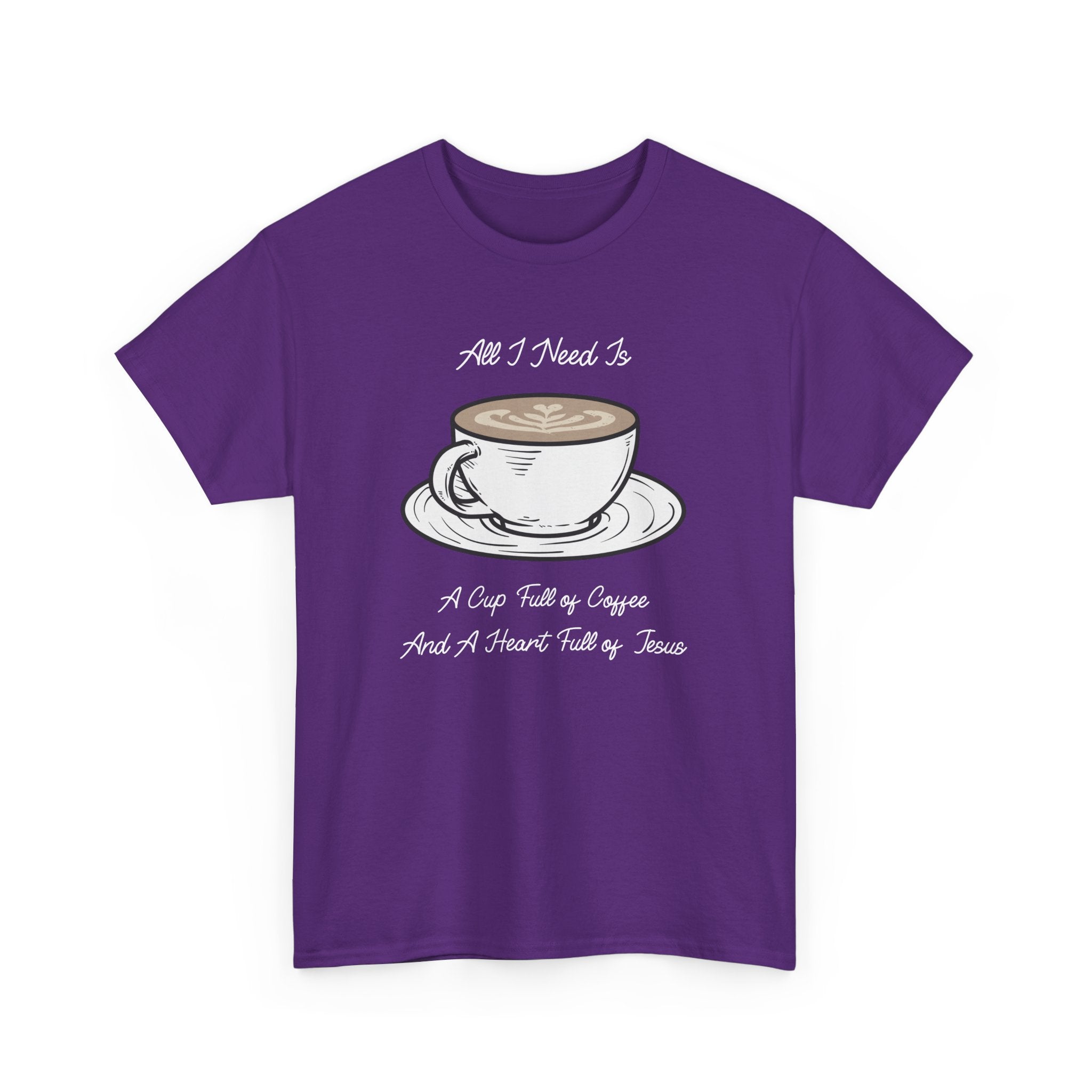 Unisex Heavy Cotton Tee with Coffee and Faith Design - Perfect for Coffee Lovers, Christians, Gifts, Casual Wear, and Everyday Comfort