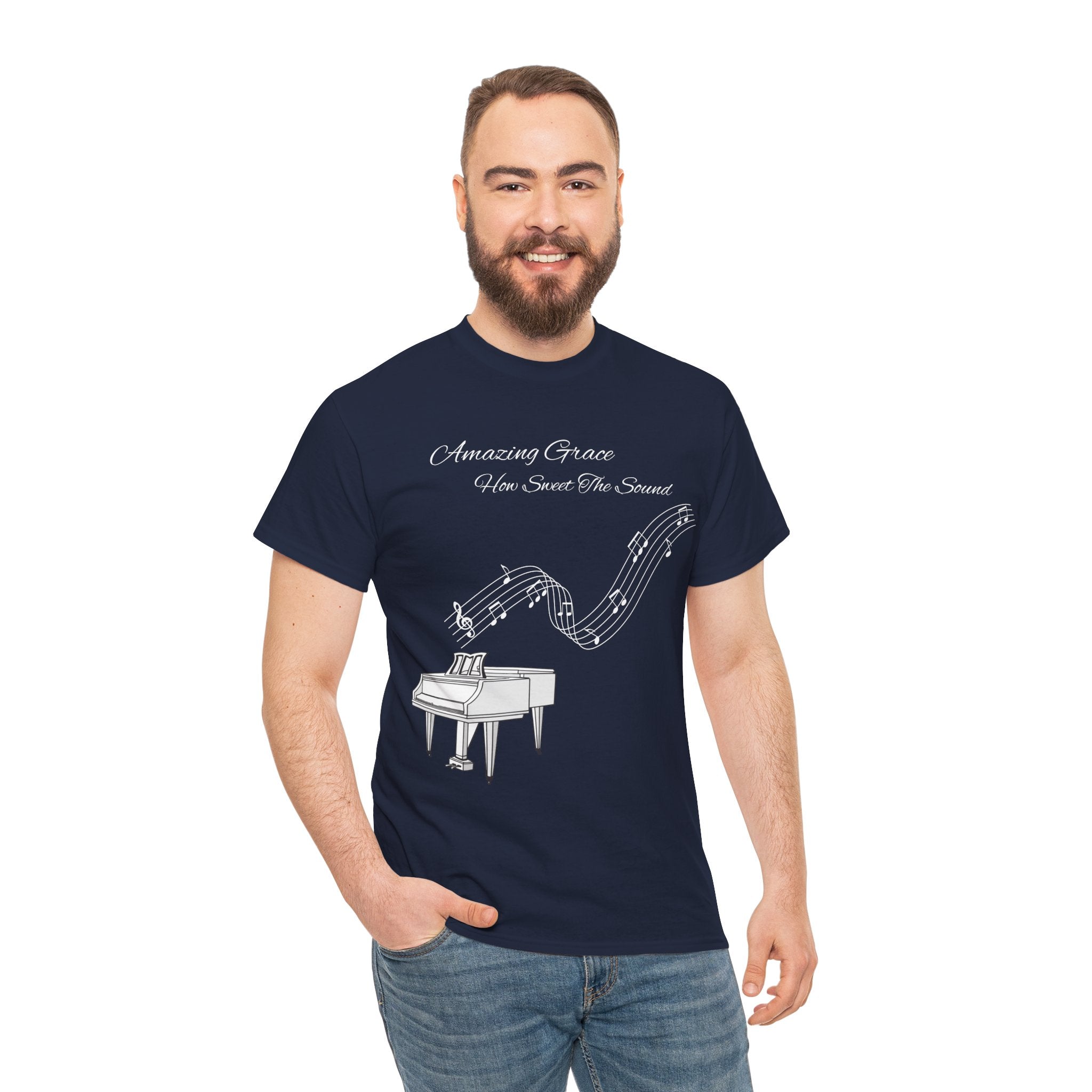 Music Lover's Unisex Tee - Amazing Grace Design, Perfect Gift for Musicians, Casual Wear, Music Event Shirt, Piano Lovers Top