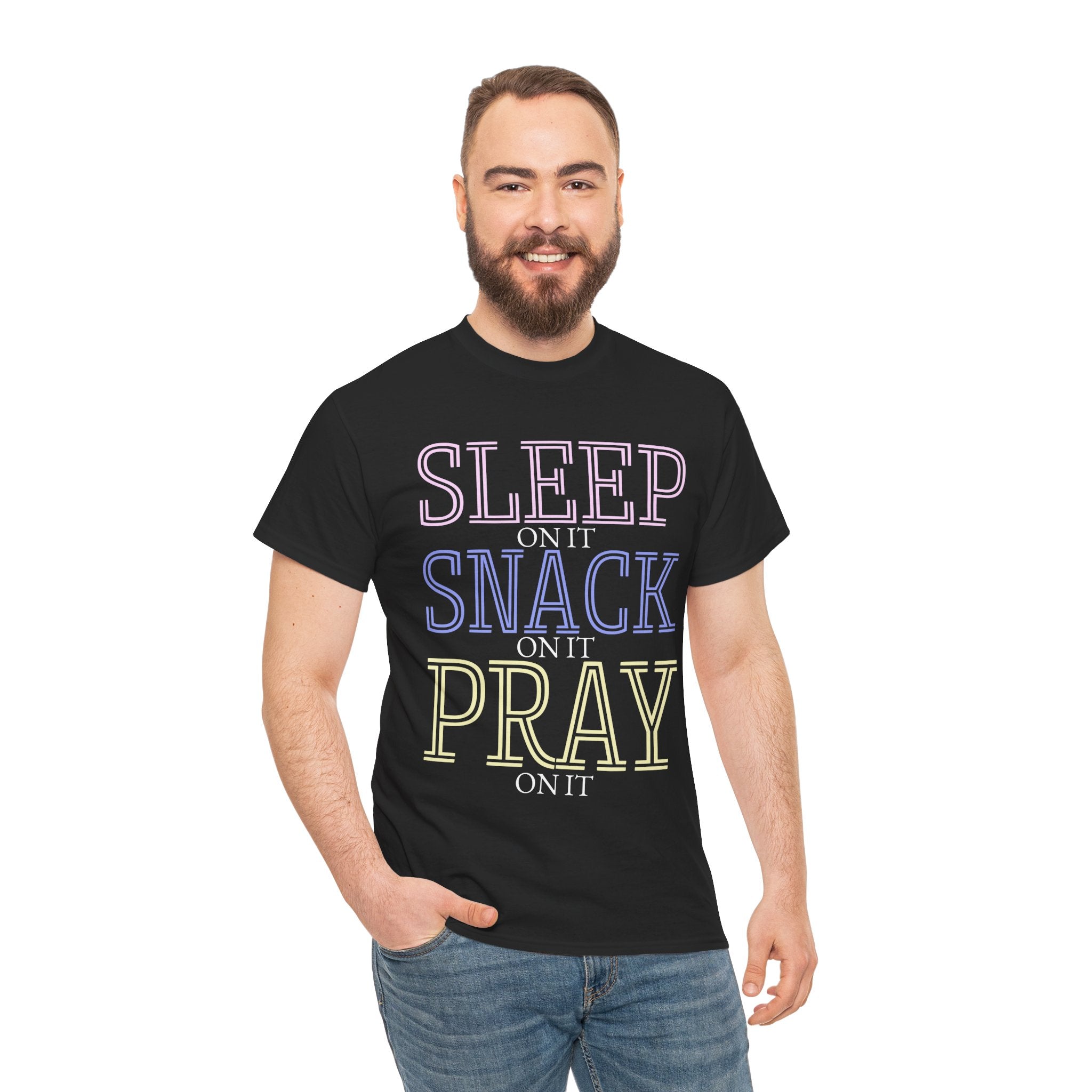 Sleep, Snack, Pray Unisex Tee - Casual Cotton Shirt for Comfort Lovers, Great for Relaxing, Gifts, Everyday Wear, Self-Care
