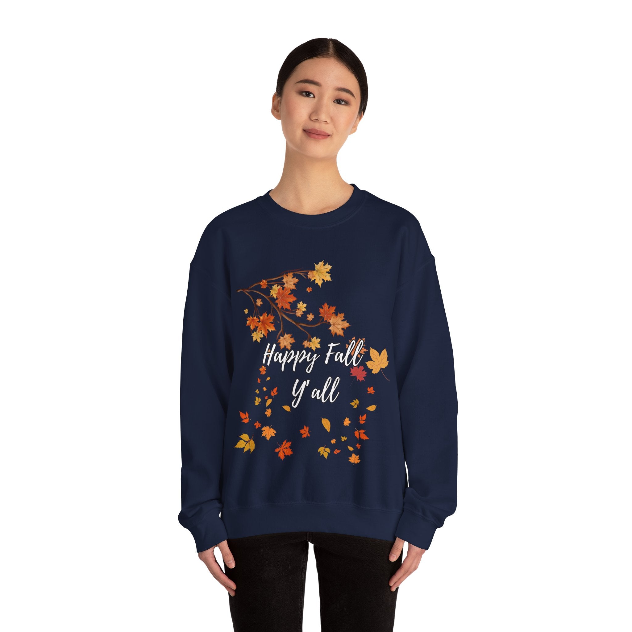 Autumn Leaves Sweatshirt, Happy Fall Y'all Crewneck, Cozy Fall Apparel, Thanksgiving Gift, Seasonal Fashion