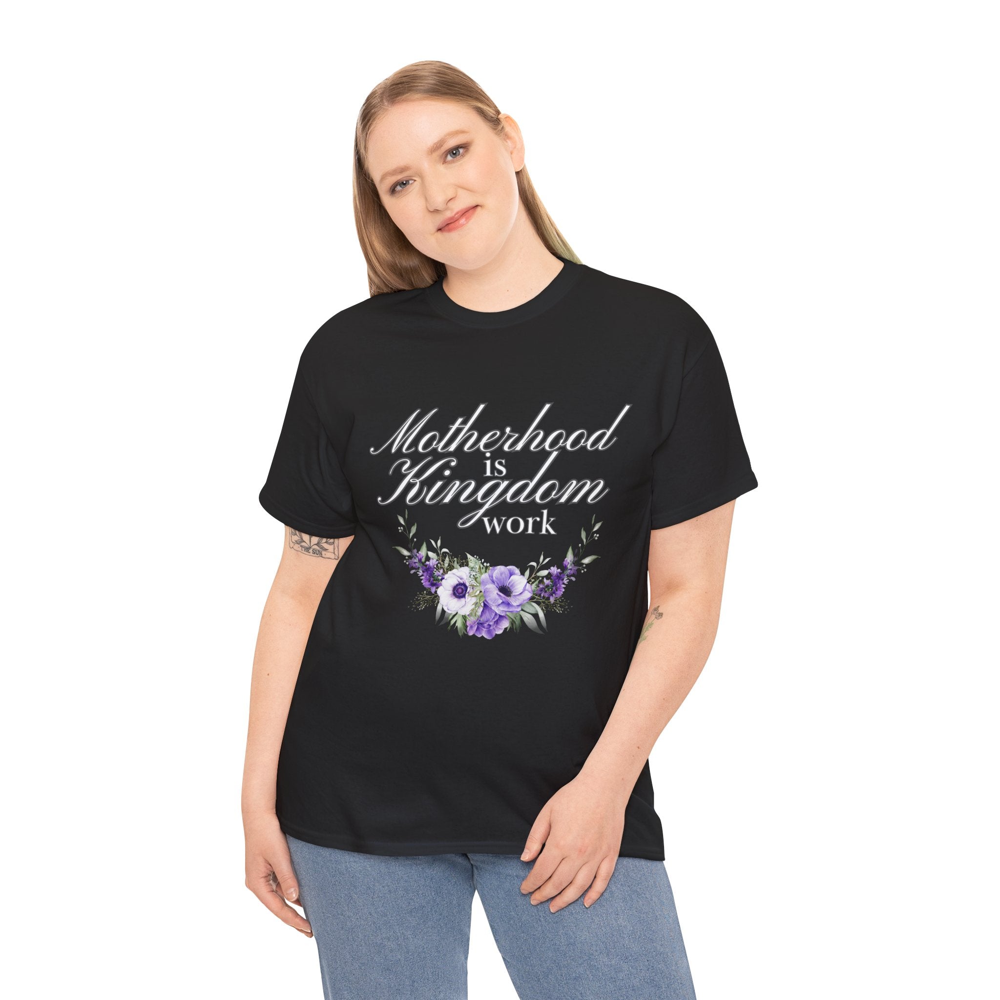 Motherhood is Kingdom Work Unisex Tee - Celebrate Motherhood, Gift for Moms, Cute Floral Design, Relaxed Fit, Everyday Wear