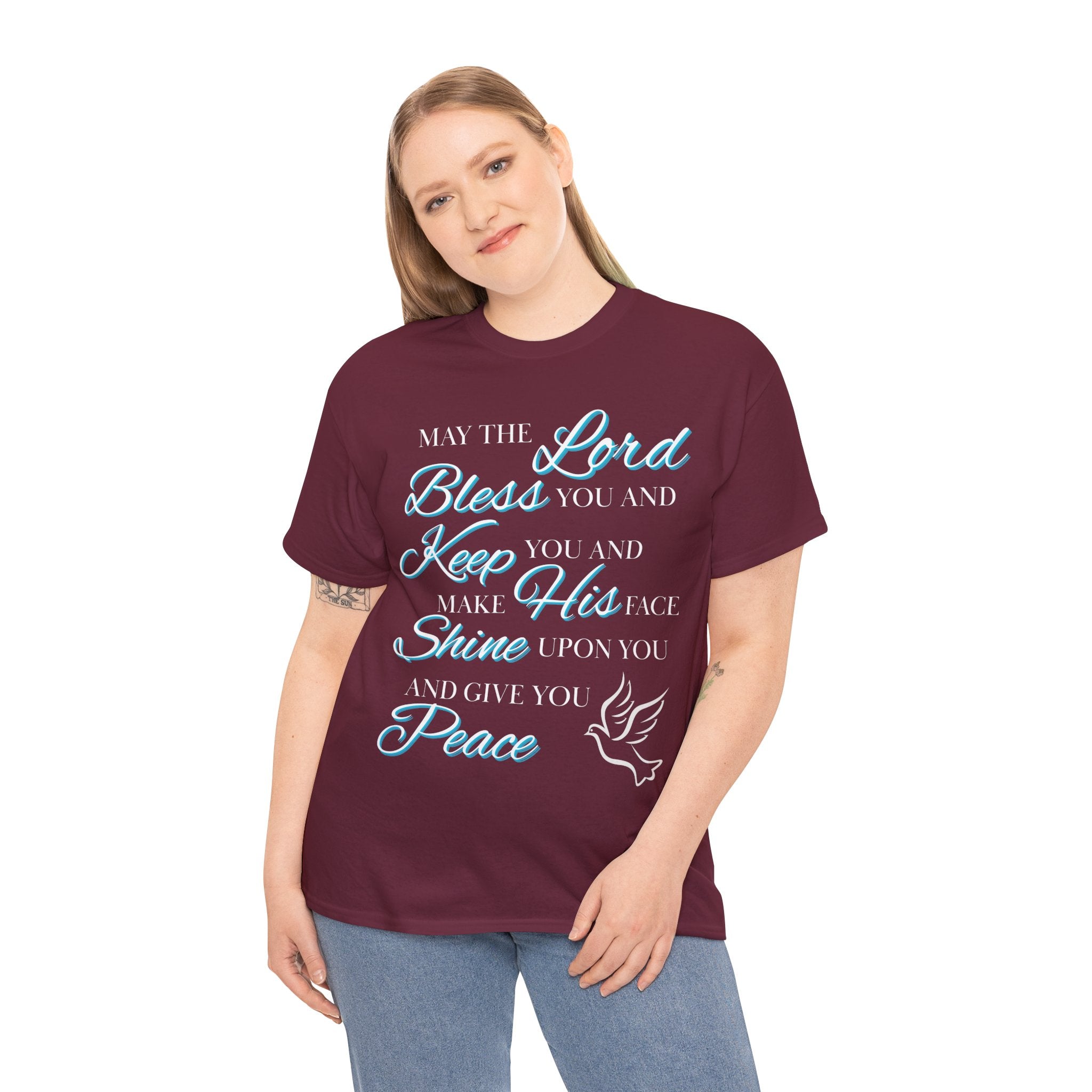 May The Lord Bless You and Keep You Faith-Inspired Unisex Heavy Cotton Tee, Inspirational Graphic Shirt, Christian Gift, Casual Wear, Spiritual Comfort, Religious Apparel