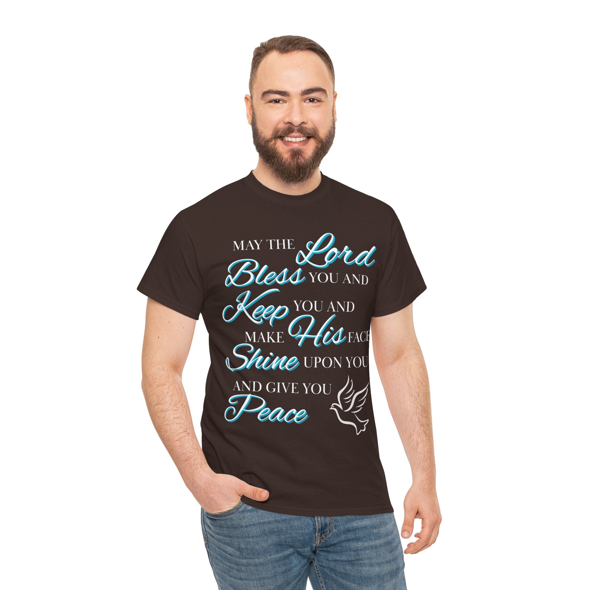 May The Lord Bless You and Keep You Faith-Inspired Unisex Heavy Cotton Tee, Inspirational Graphic Shirt, Christian Gift, Casual Wear, Spiritual Comfort, Religious Apparel