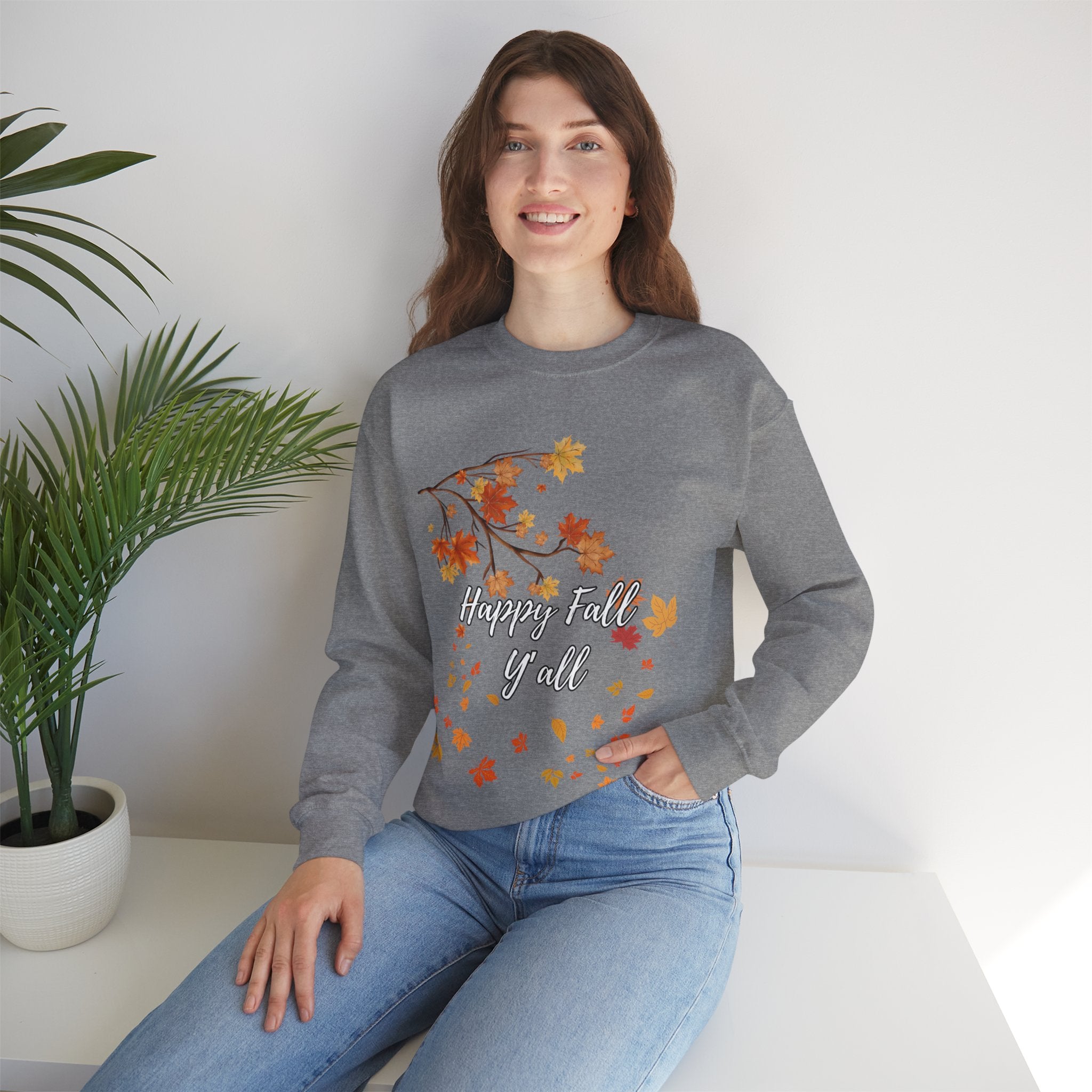 Autumn Leaves Sweatshirt, Happy Fall Y'all Crewneck, Cozy Fall Apparel, Thanksgiving Gift, Seasonal Fashion