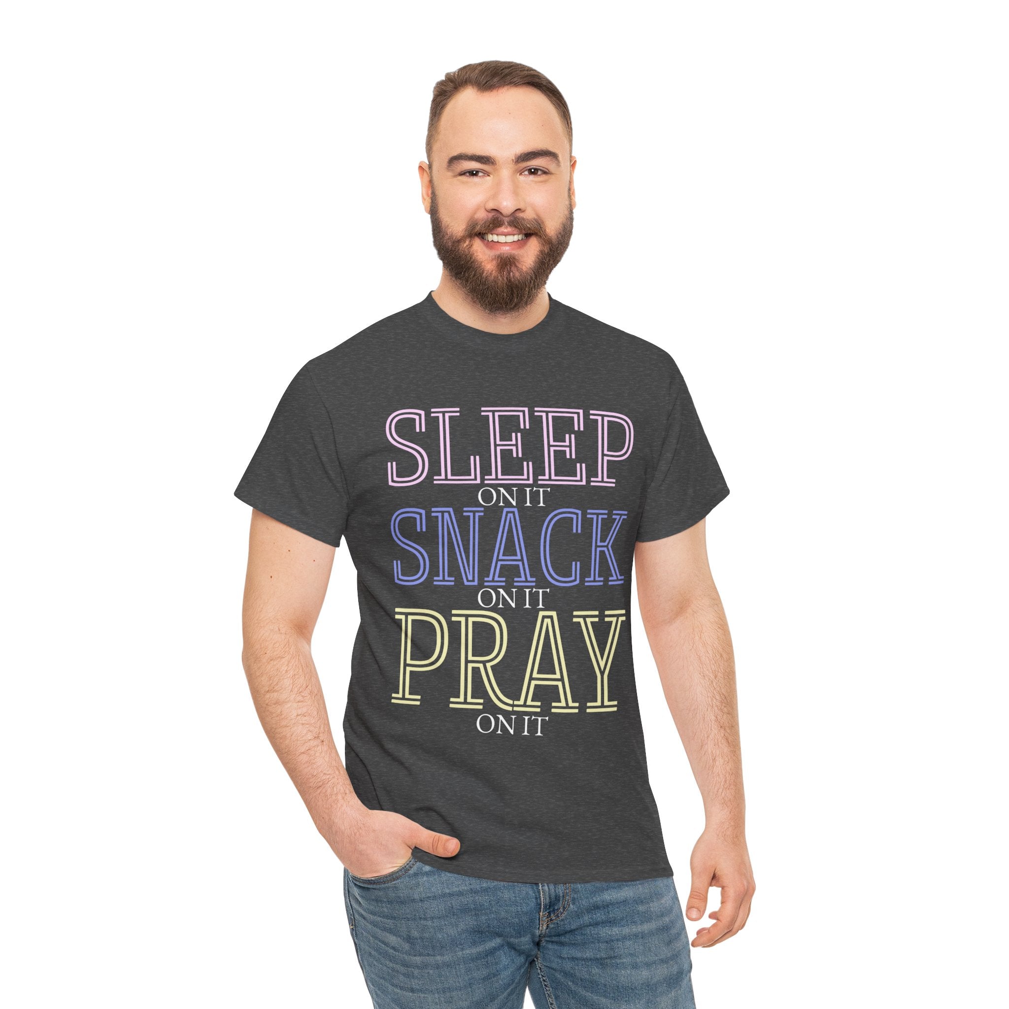 Sleep, Snack, Pray Unisex Tee - Casual Cotton Shirt for Comfort Lovers, Great for Relaxing, Gifts, Everyday Wear, Self-Care