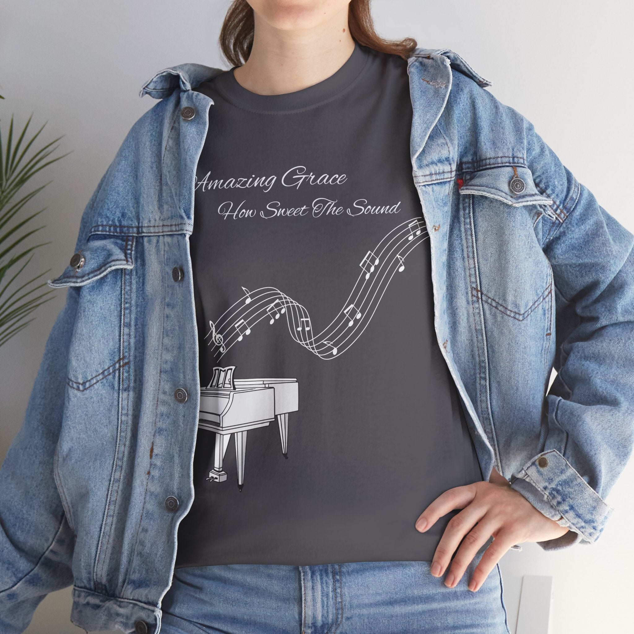 Music Lover's Unisex Tee - Amazing Grace Design, Perfect Gift for Musicians, Casual Wear, Music Event Shirt, Piano Lovers Top