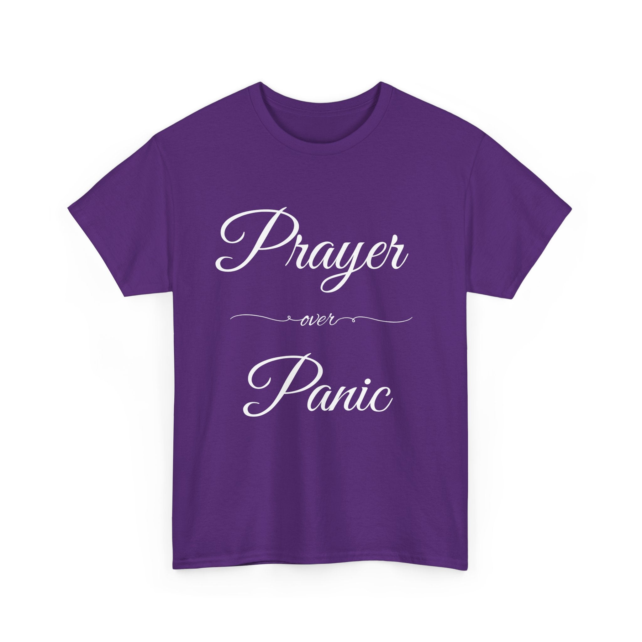 Prayer Over Panic Unisex Heavy Cotton Tee - Spiritual Comfort Shirt, Thoughtful Gift for Faith Lovers, Relaxed Style for Everyday Wear