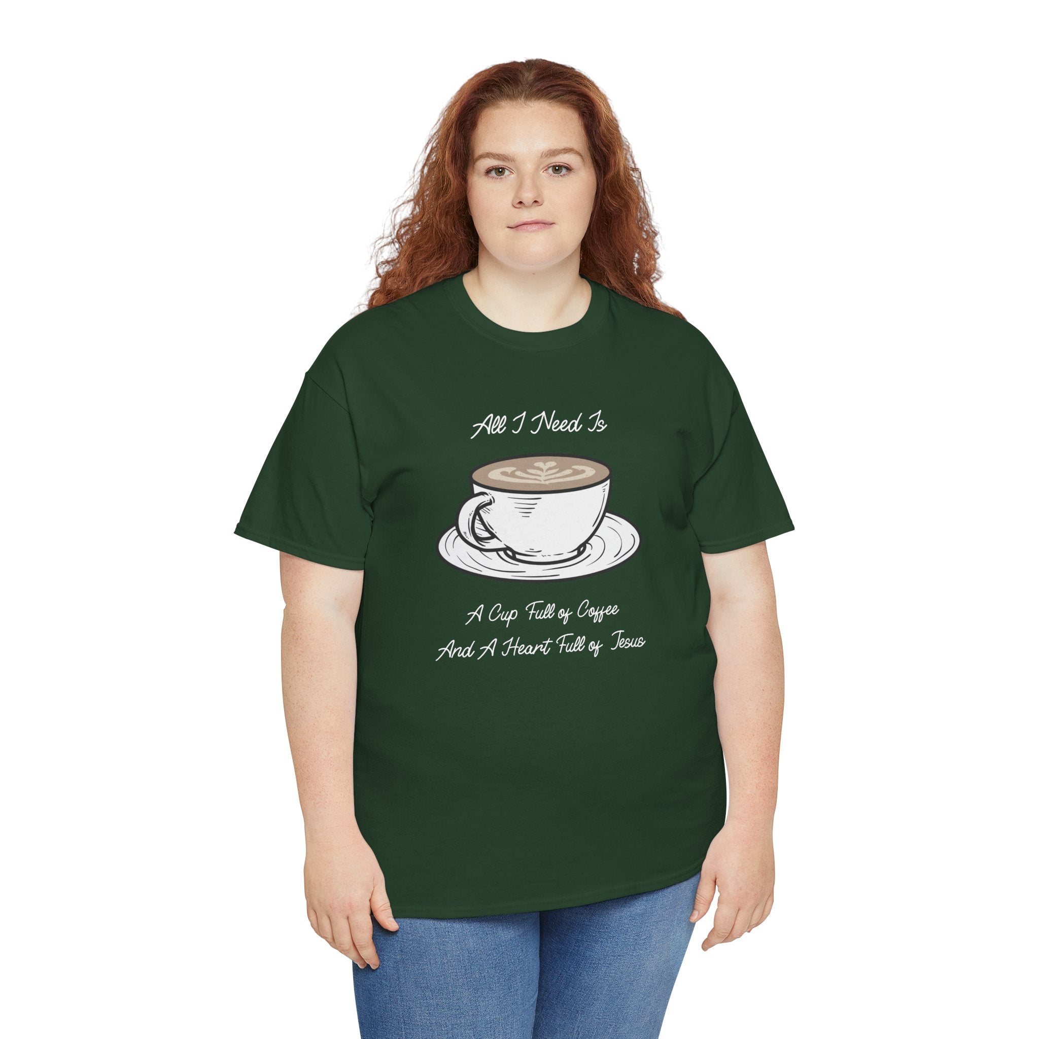 Unisex Heavy Cotton Tee with Coffee and Faith Design - Perfect for Coffee Lovers, Christians, Gifts, Casual Wear, and Everyday Comfort