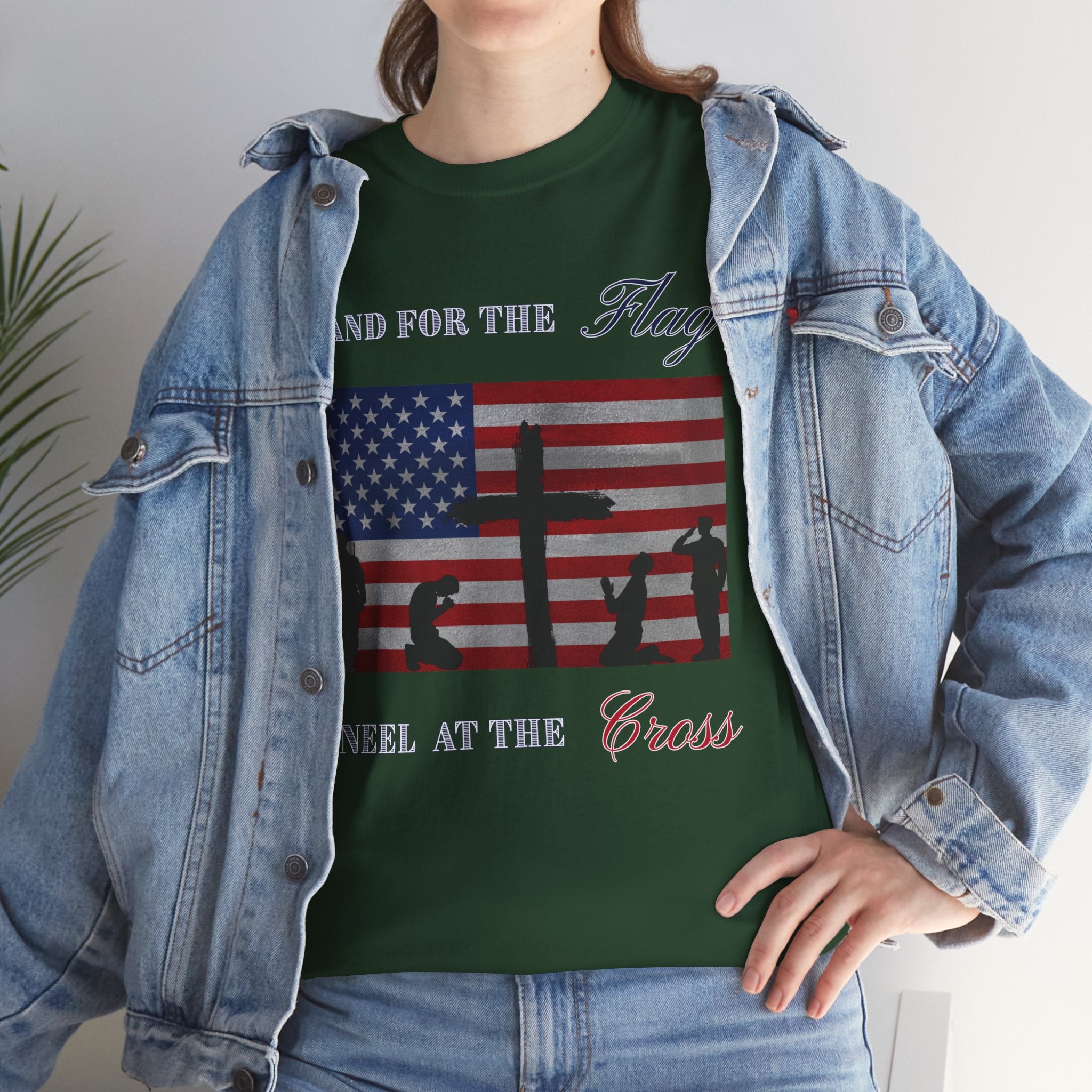 Patriotic Faith Unisex Heavy Cotton Tee, Stand for the Flag Shirt, Christian Style Tee, Independence Day Gift, Faith Based Apparel