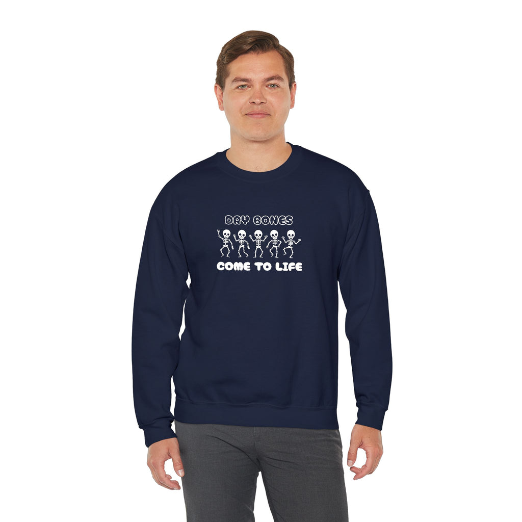 Embroidered Dry Bones Sweatshirt, Ghostly Vibes Unisex Crewneck, Casual Fall Fashion, Halloween Costume, Perfect for Trick or Treating