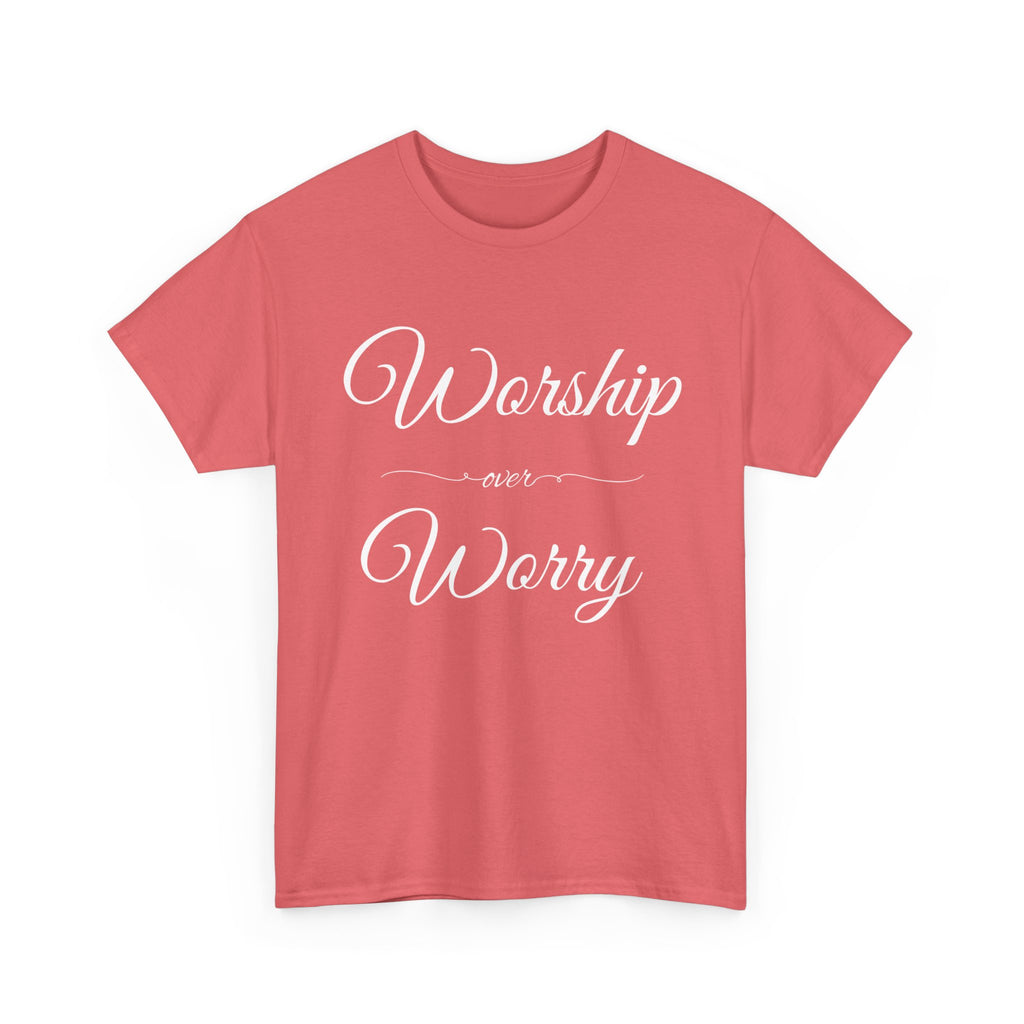 Worship Over Worry Unisex Heavy Cotton Tee - Inspirational T-Shirt, Motivational Apparel, Gift for Faith, Sunday Best, Everyday Comfort