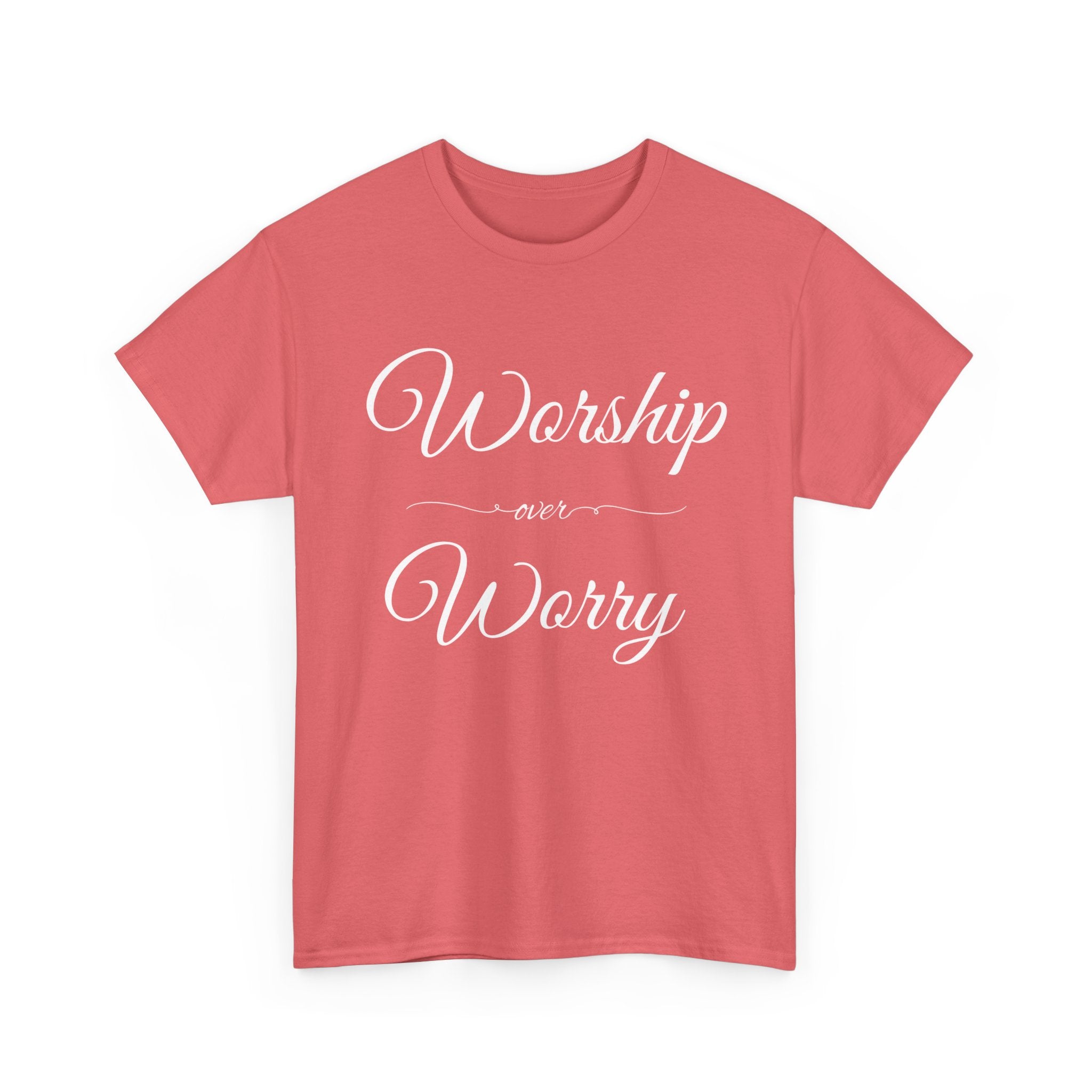 Worship Over Worry Unisex Heavy Cotton Tee - Inspirational T-Shirt, Motivational Apparel, Gift for Faith, Sunday Best, Everyday Comfort