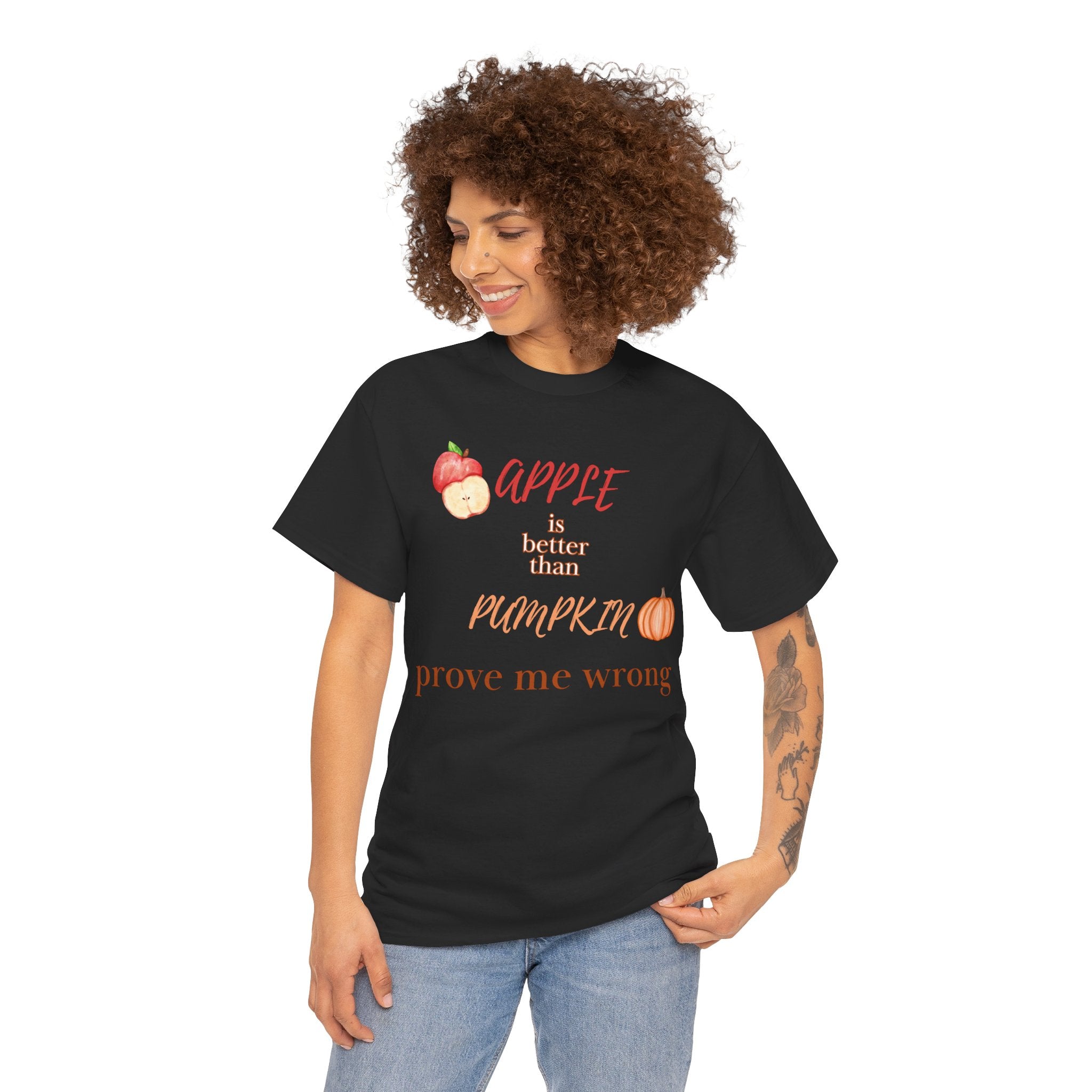 Apple Better Than Pumpkin Tee, Funny Autumn T-Shirt, Casual Halloween Shirt, Fall Holiday Apparel, Gift for Friends