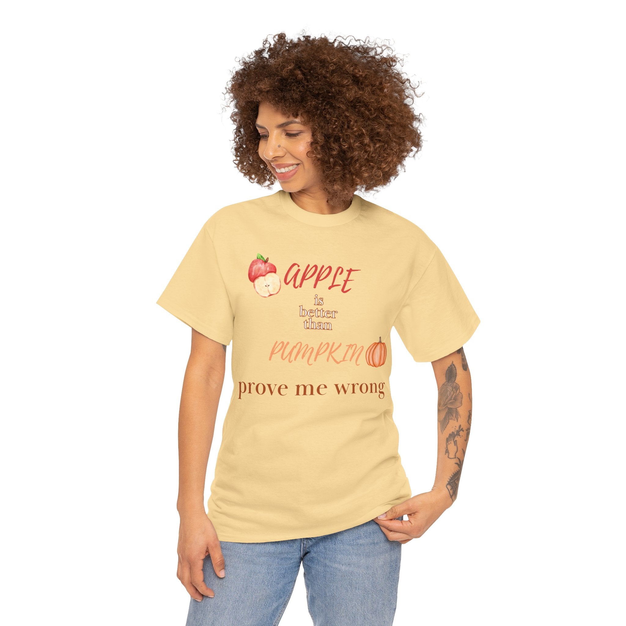 Apple Better Than Pumpkin Tee, Funny Autumn T-Shirt, Casual Halloween Shirt, Fall Holiday Apparel, Gift for Friends