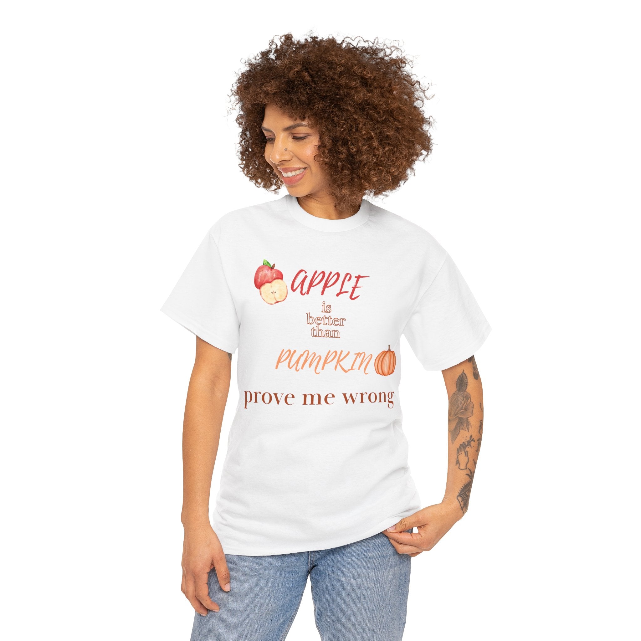 Apple Better Than Pumpkin Tee, Funny Autumn T-Shirt, Casual Halloween Shirt, Fall Holiday Apparel, Gift for Friends