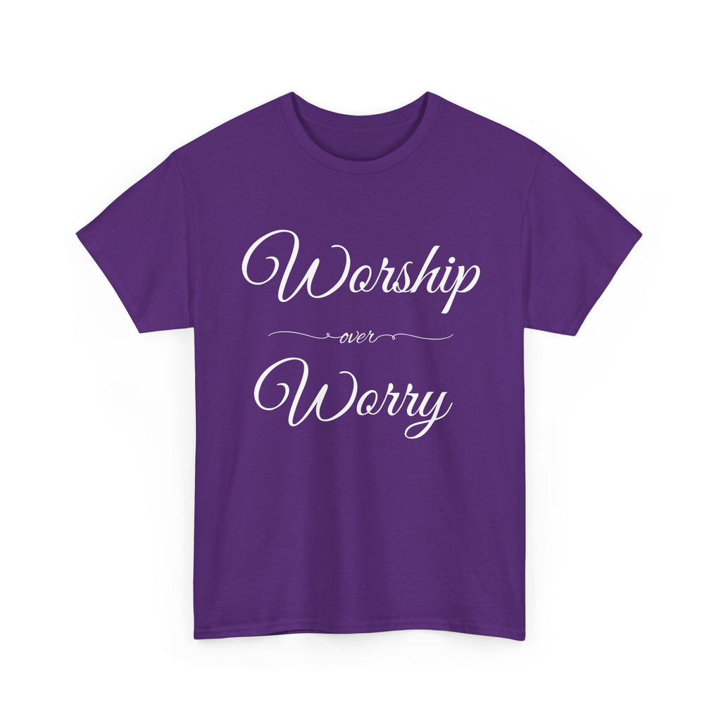 Worship Over Worry Unisex Heavy Cotton Tee - Inspirational T-Shirt, Motivational Apparel, Gift for Faith, Sunday Best, Everyday Comfort