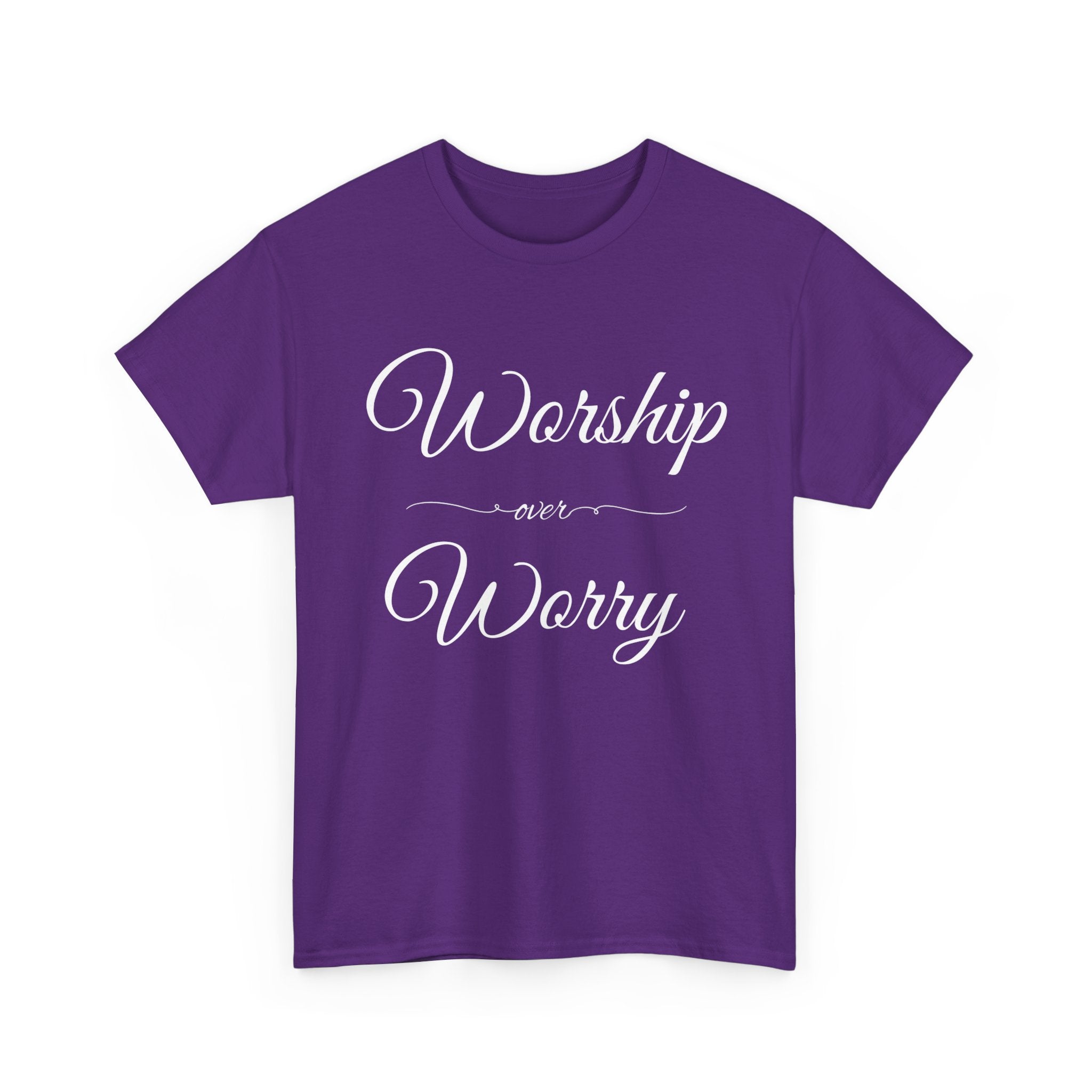 Worship Over Worry Unisex Heavy Cotton Tee - Inspirational T-Shirt, Motivational Apparel, Gift for Faith, Sunday Best, Everyday Comfort