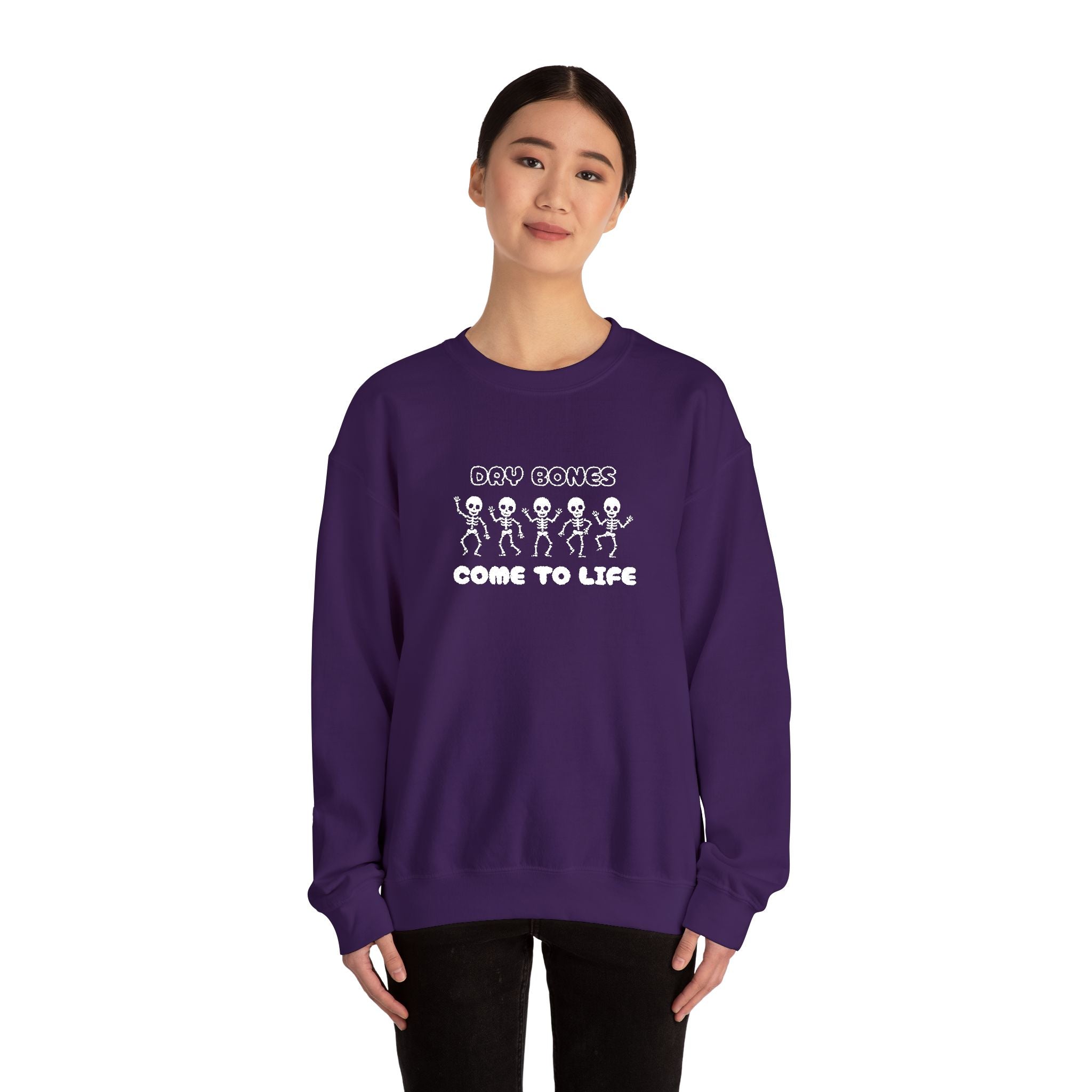 Embroidered Dry Bones Sweatshirt, Ghostly Vibes Unisex Crewneck, Casual Fall Fashion, Halloween Costume, Perfect for Trick or Treating