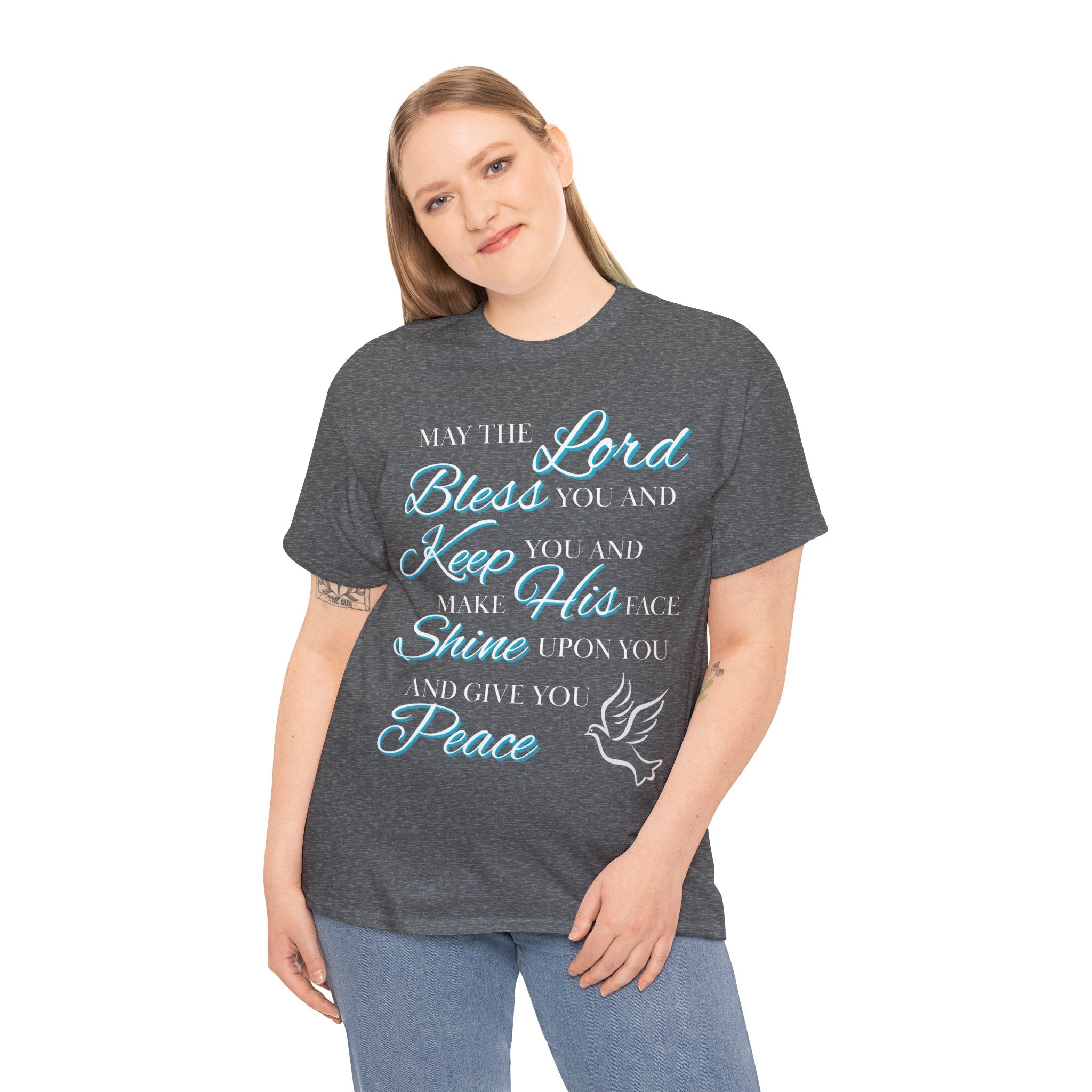 May The Lord Bless You and Keep You Faith-Inspired Unisex Heavy Cotton Tee, Inspirational Graphic Shirt, Christian Gift, Casual Wear, Spiritual Comfort, Religious Apparel