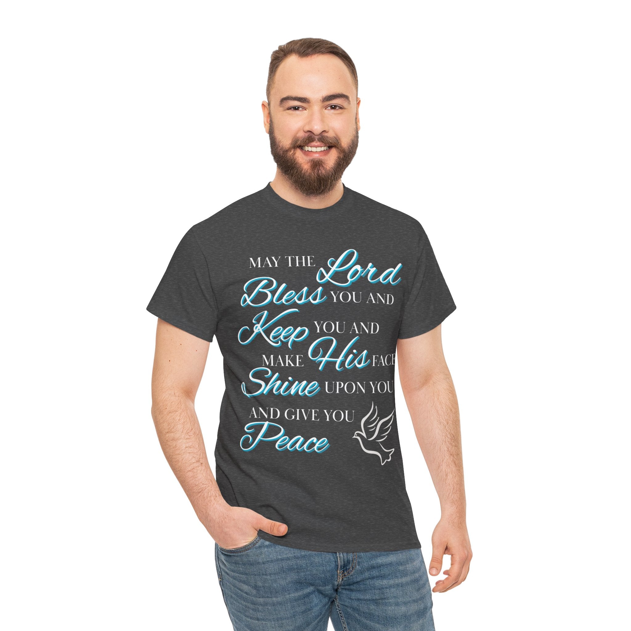 May The Lord Bless You and Keep You Faith-Inspired Unisex Heavy Cotton Tee, Inspirational Graphic Shirt, Christian Gift, Casual Wear, Spiritual Comfort, Religious Apparel