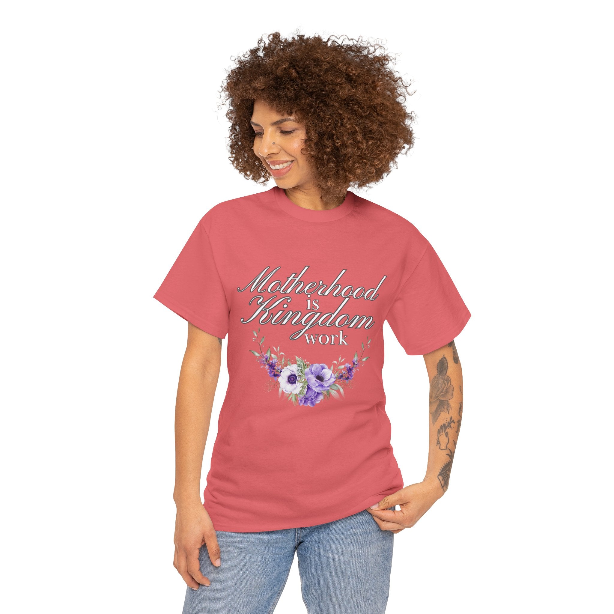 Motherhood is Kingdom Work Unisex Tee - Celebrate Motherhood, Gift for Moms, Cute Floral Design, Relaxed Fit, Everyday Wear