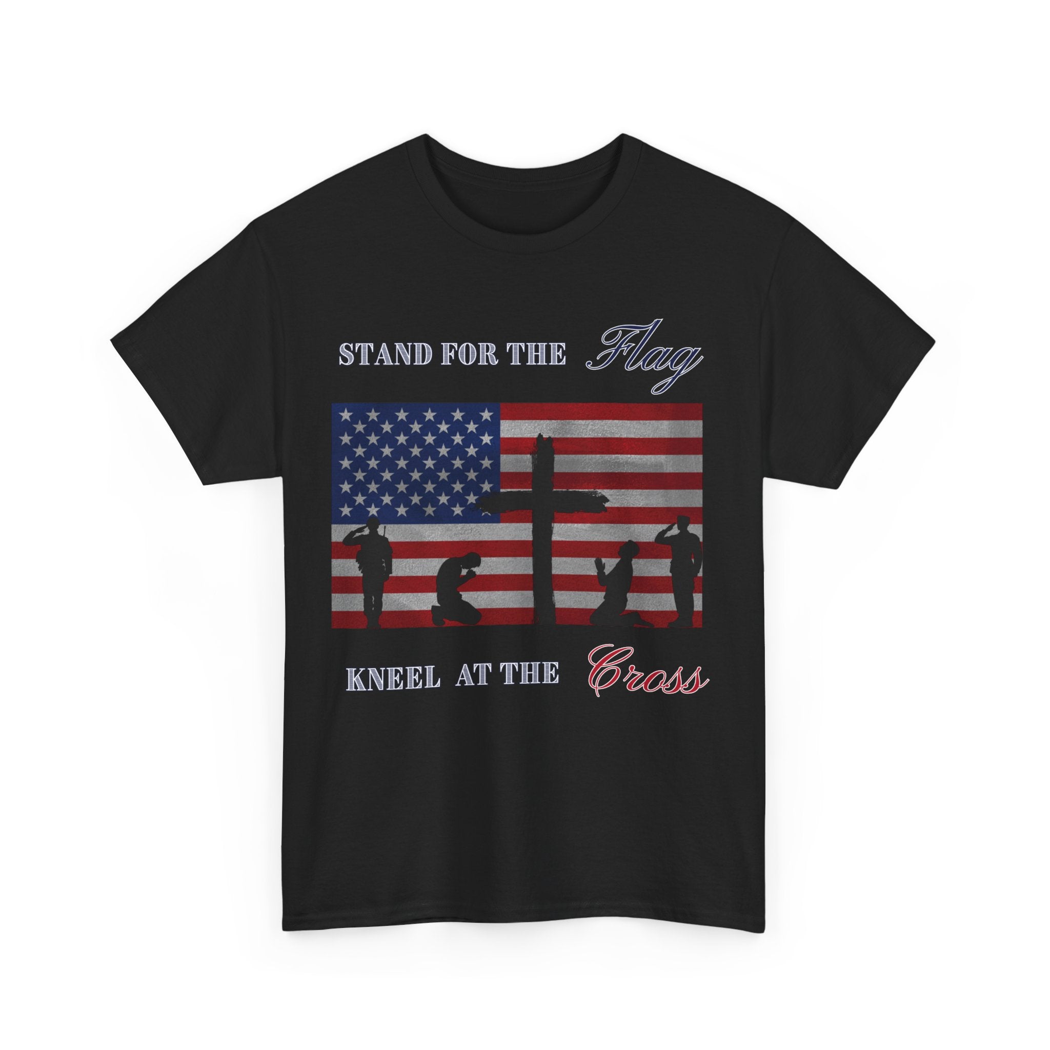 Patriotic Faith Unisex Heavy Cotton Tee, Stand for the Flag Shirt, Christian Style Tee, Independence Day Gift, Faith Based Apparel